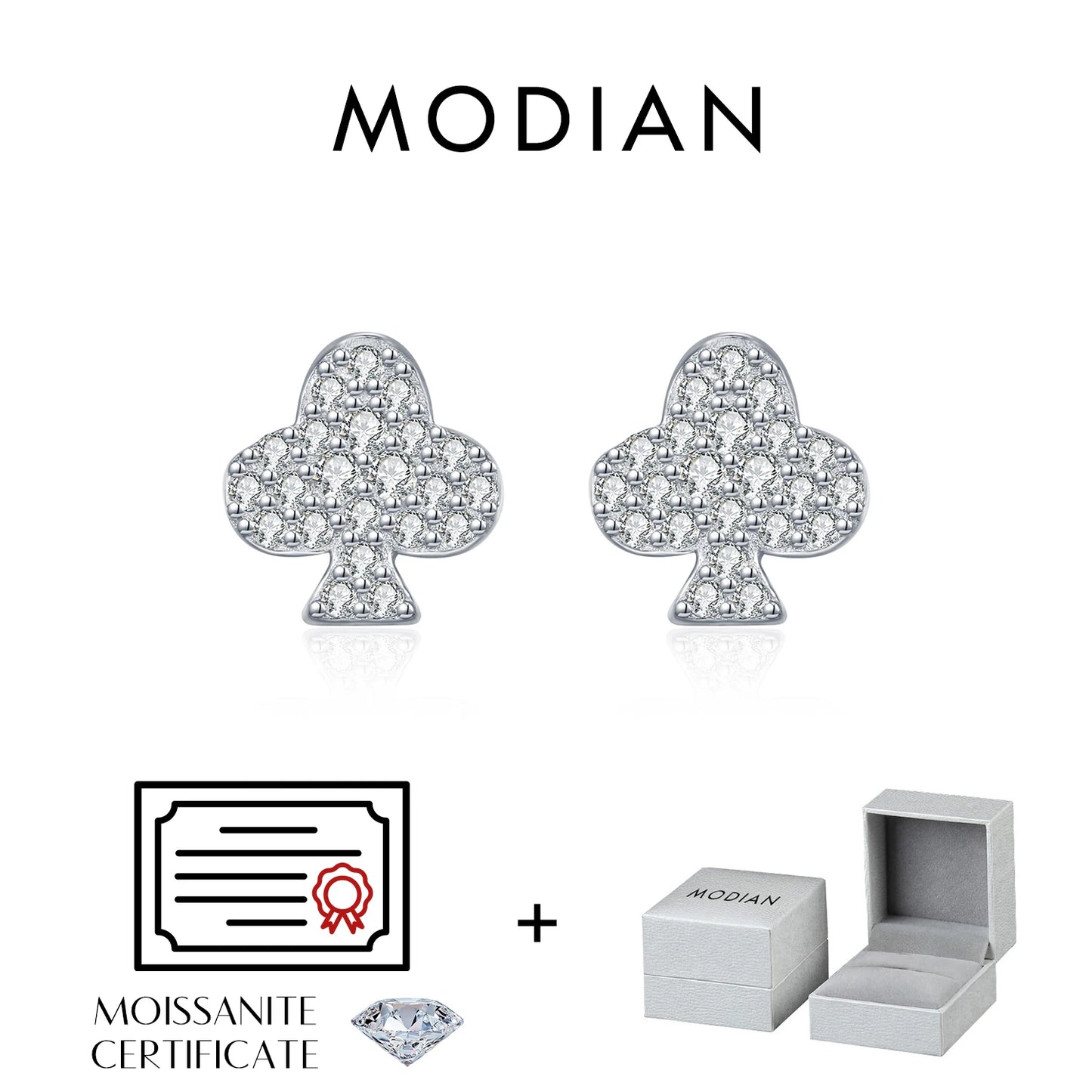 MODIAN D Color Moissanite Clubs Small Ear Studs 925 Sterling Silver  Daily Wear Stackable Stud Earrings For Women Fine Jewelry