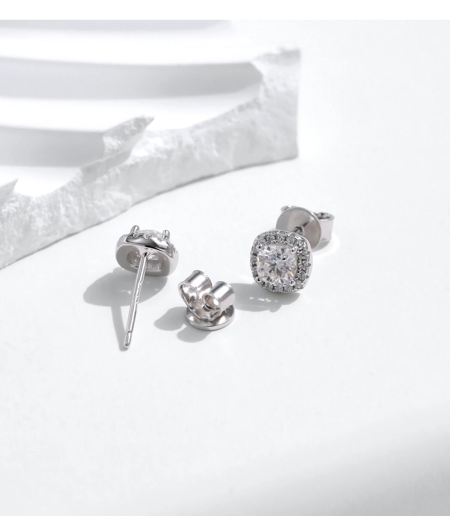 MODIAN D Color Moissanite Stud Earrings Brilliant Square Cut Lab Created Diamond 925 Silver Earrings For Women Wedding Jewelry