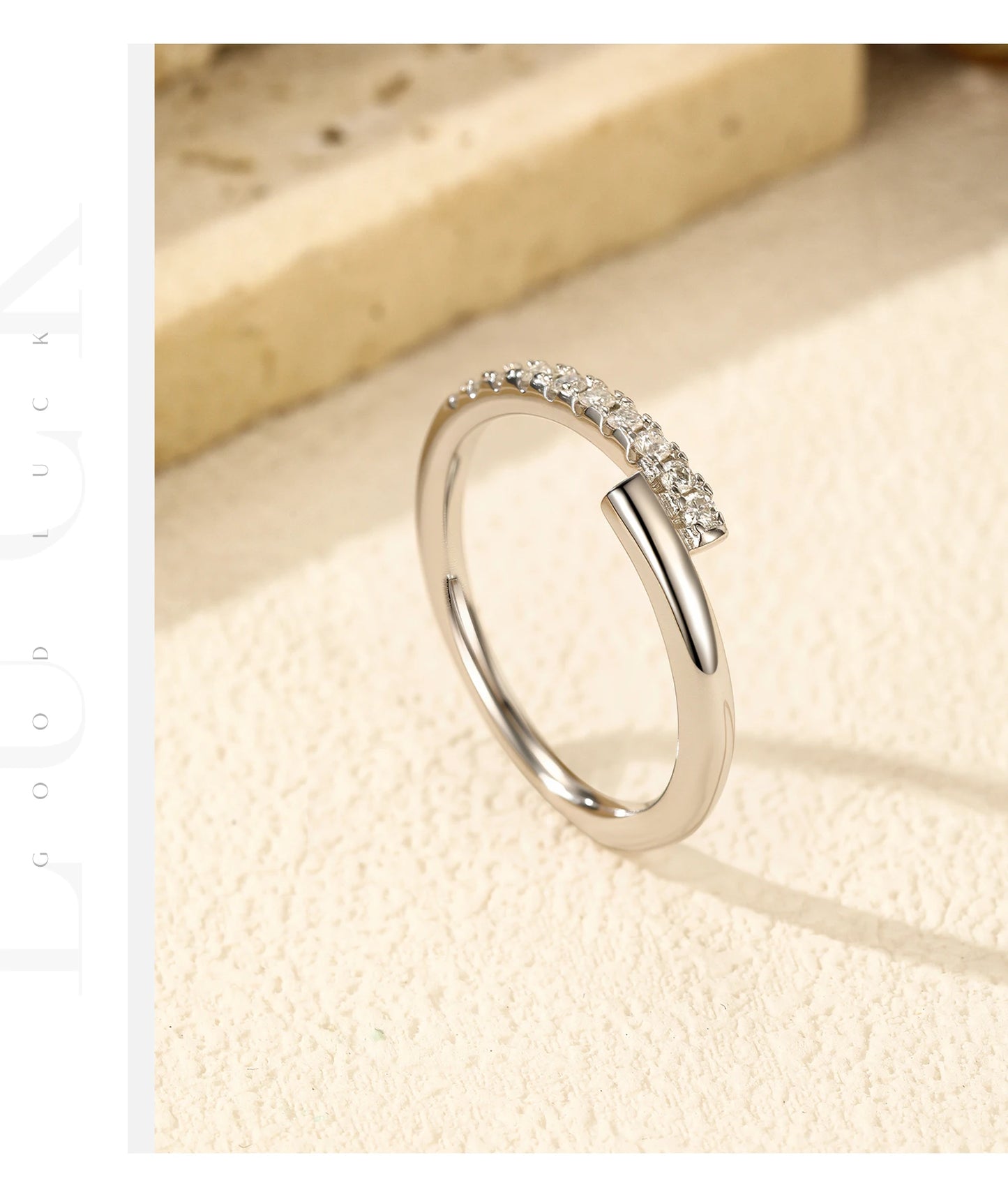 MODIAN D Color Moissanite 925 Sterling Silver Simple Sparkle Geometric Eternity Band Rings For Women Daily OL Fine Jewelry