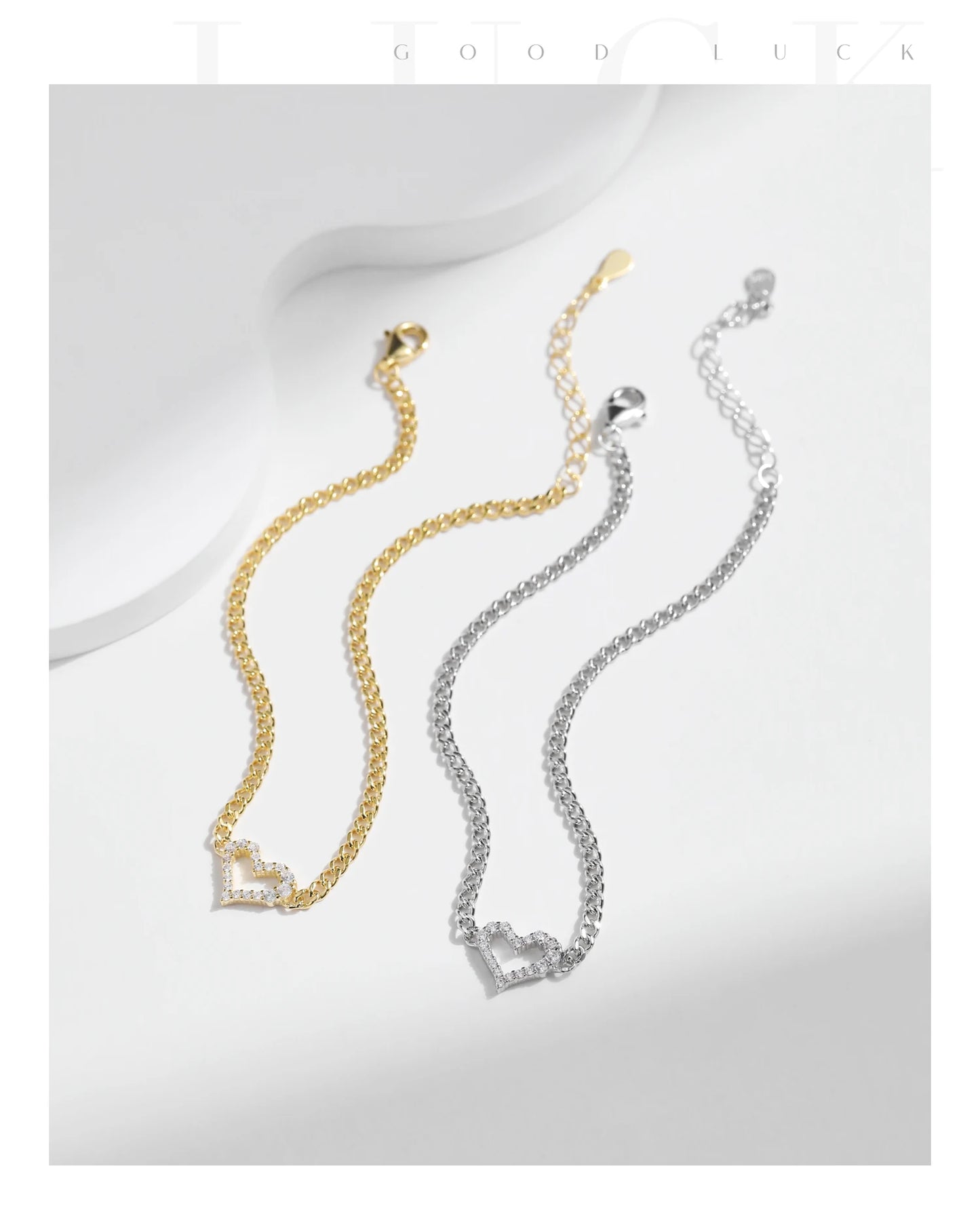 MODIAN D Color Pave Setting Moissanite Bracelets 925 Sterling Silver Romantic Heart Gourmette Bracelet For Women Jewelry Gifts