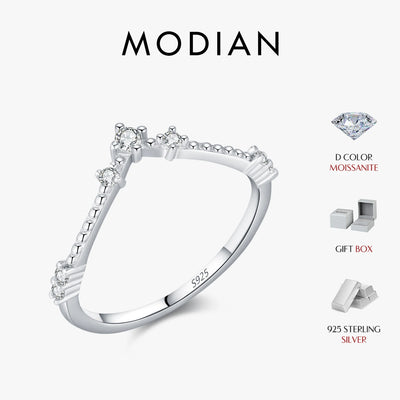 MODIAN D Color Moissanite Rings 925 Sterling Silver Exquisite Arrow Thin Finger Sparkling Rings For Women Wedding Fine Jewelry