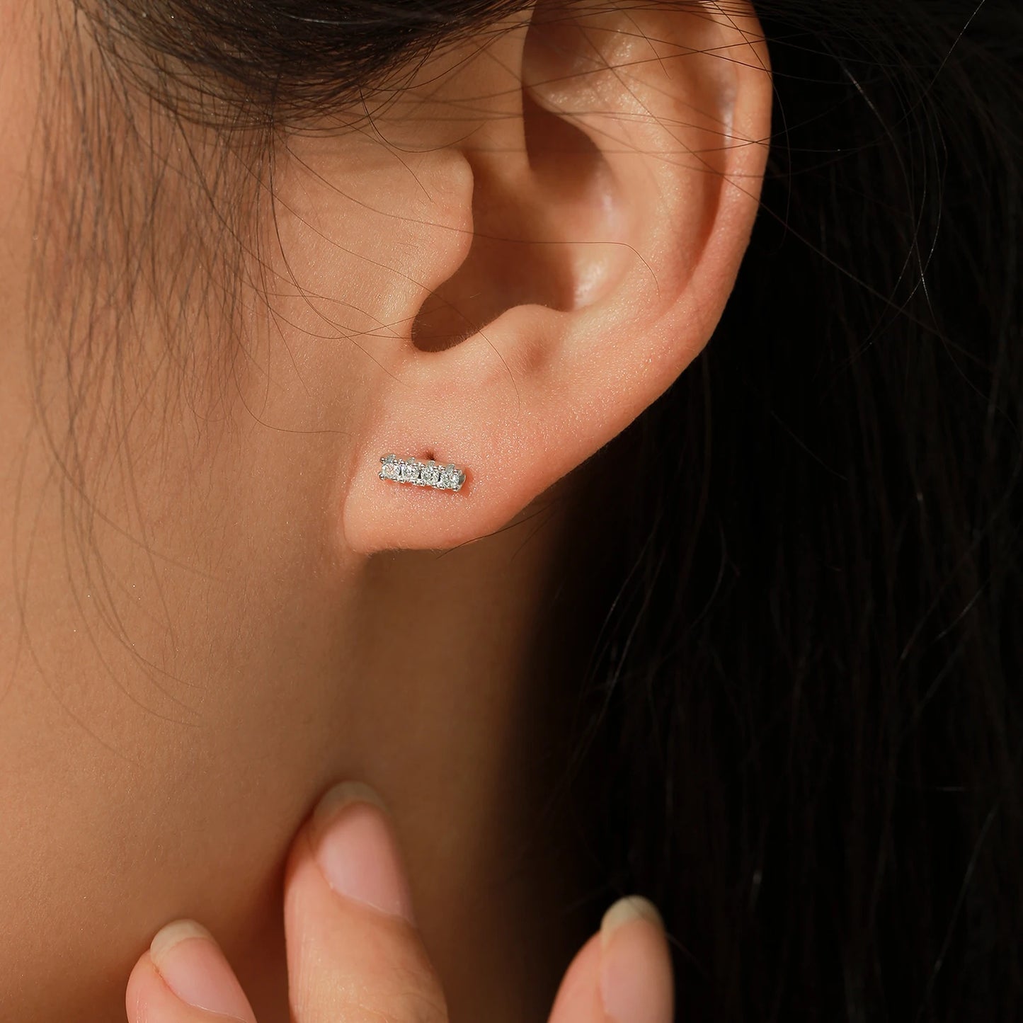 MODIAN D Color Moissanite Minimalism Stud Earrings 925 Sterling Silver Stackable Fashion Earrings For Women Vacation Jewelry