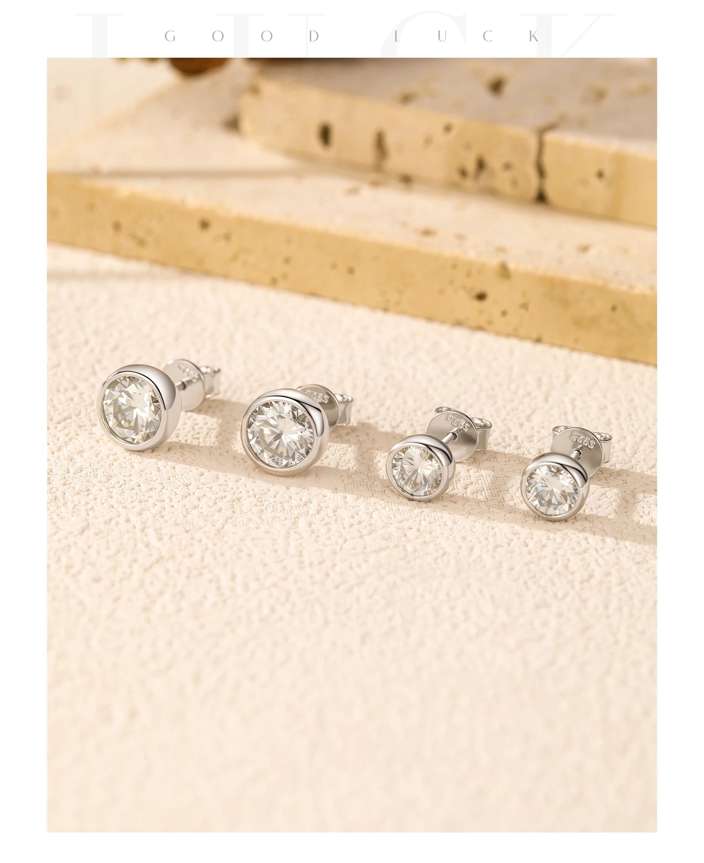 MODIAN 1CT/2CT D Color Bezel Moissanite Earrings 925 Sterling Silver Classic Round Stud Earrings For Women Wedding Fine Jewelry