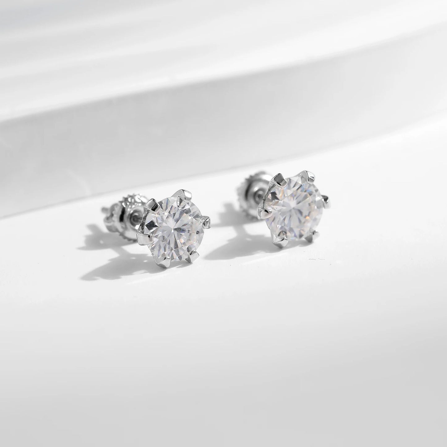 MODIAN 1 Carat D Color Moissanite Stud Earrings 925 Sterling Silver Sparkling Wedding Platinum Plated Fine Jewelry For Women