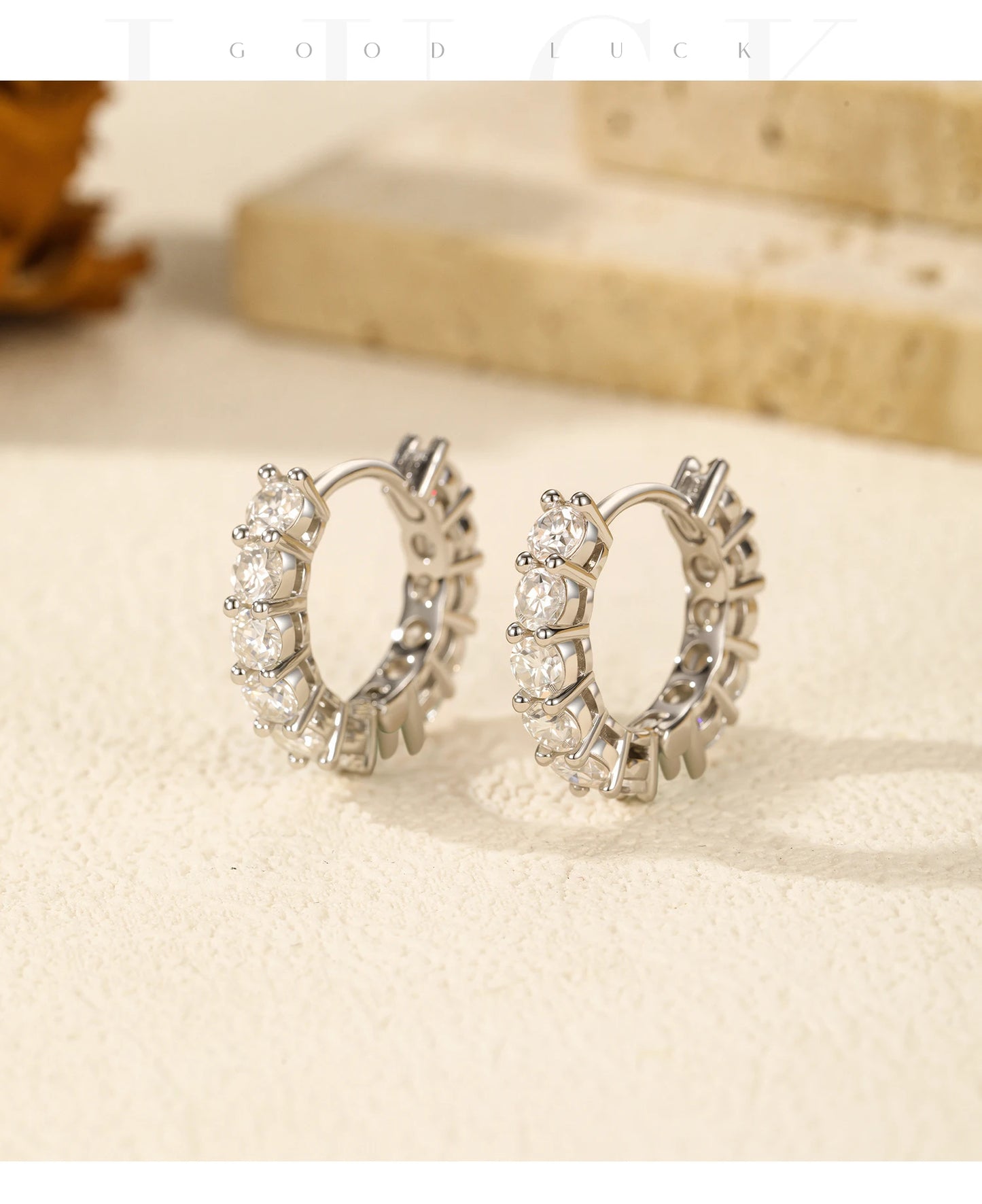 MODIAN D Color Sparkling Moissanite Ear Buckles Lab Diamond 925 Sterling Silver Luxury Hoop Earrings for Women Jewelry Gifts