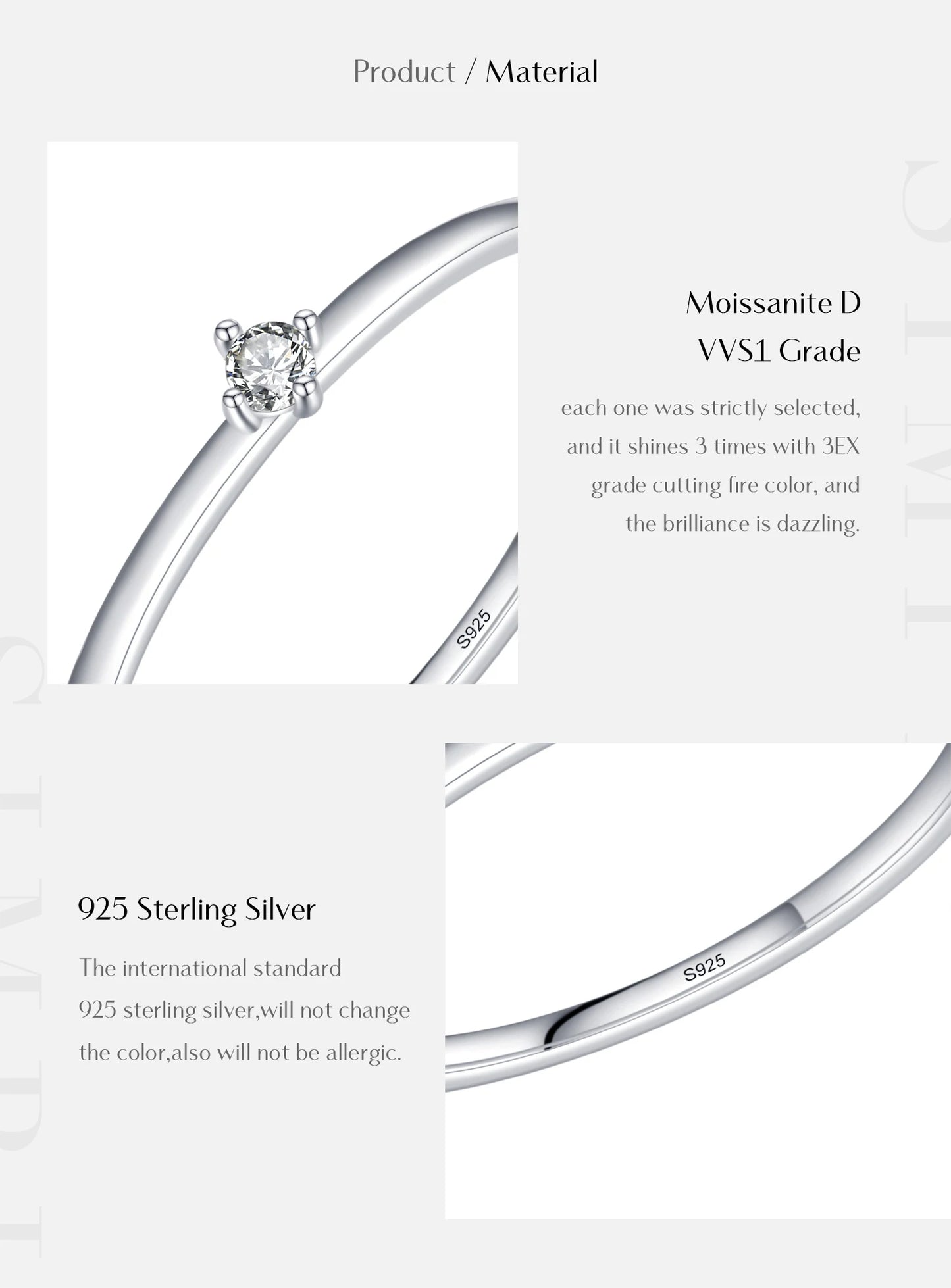 MODIAN Exquisite D Color Round Moissanite Finger Rings 925 Sterling Silver Classic Twinkling Wedding Jewelry For Women Gifts