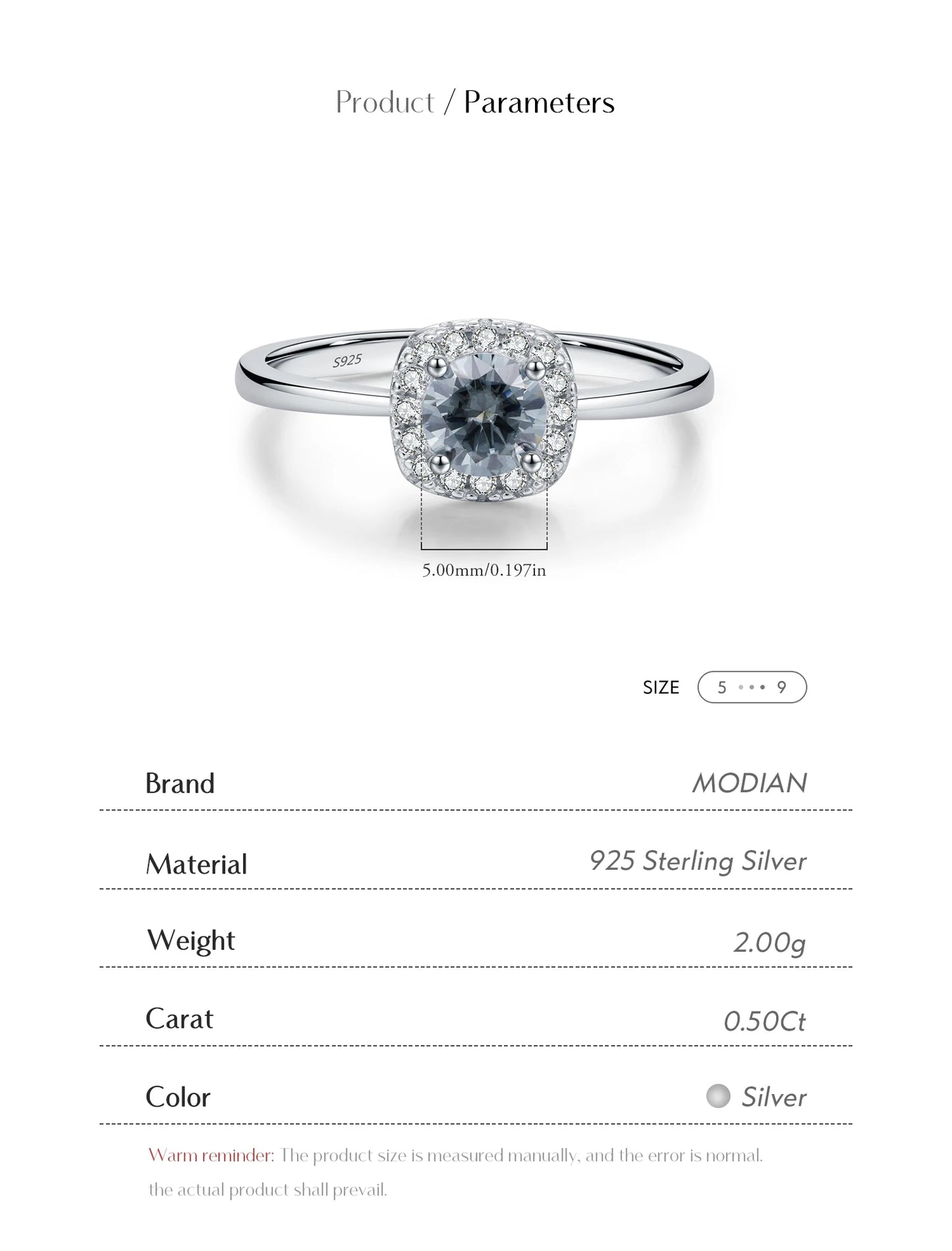 MODIAN D Color Gray Moissanite Rings 925 Sterling Silver Fashion Sparkle Square Halo Ring For Women Wedding Fine Jewelry Gift