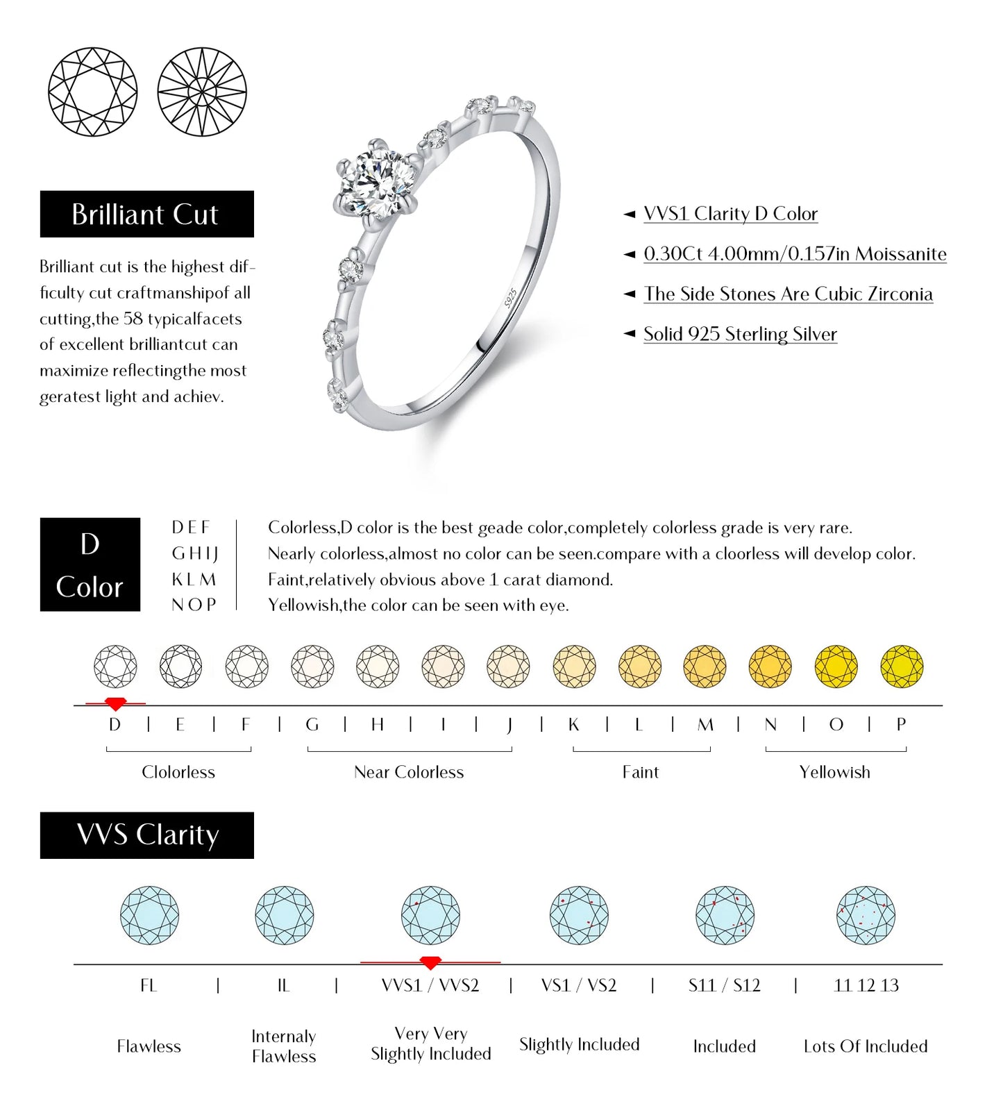 MODIAN D Color Moissanite Wedding Band 925 Sterling Silver Eternity Rings Lab Diamond Stackable Exquisite Jewelry For Women Gift