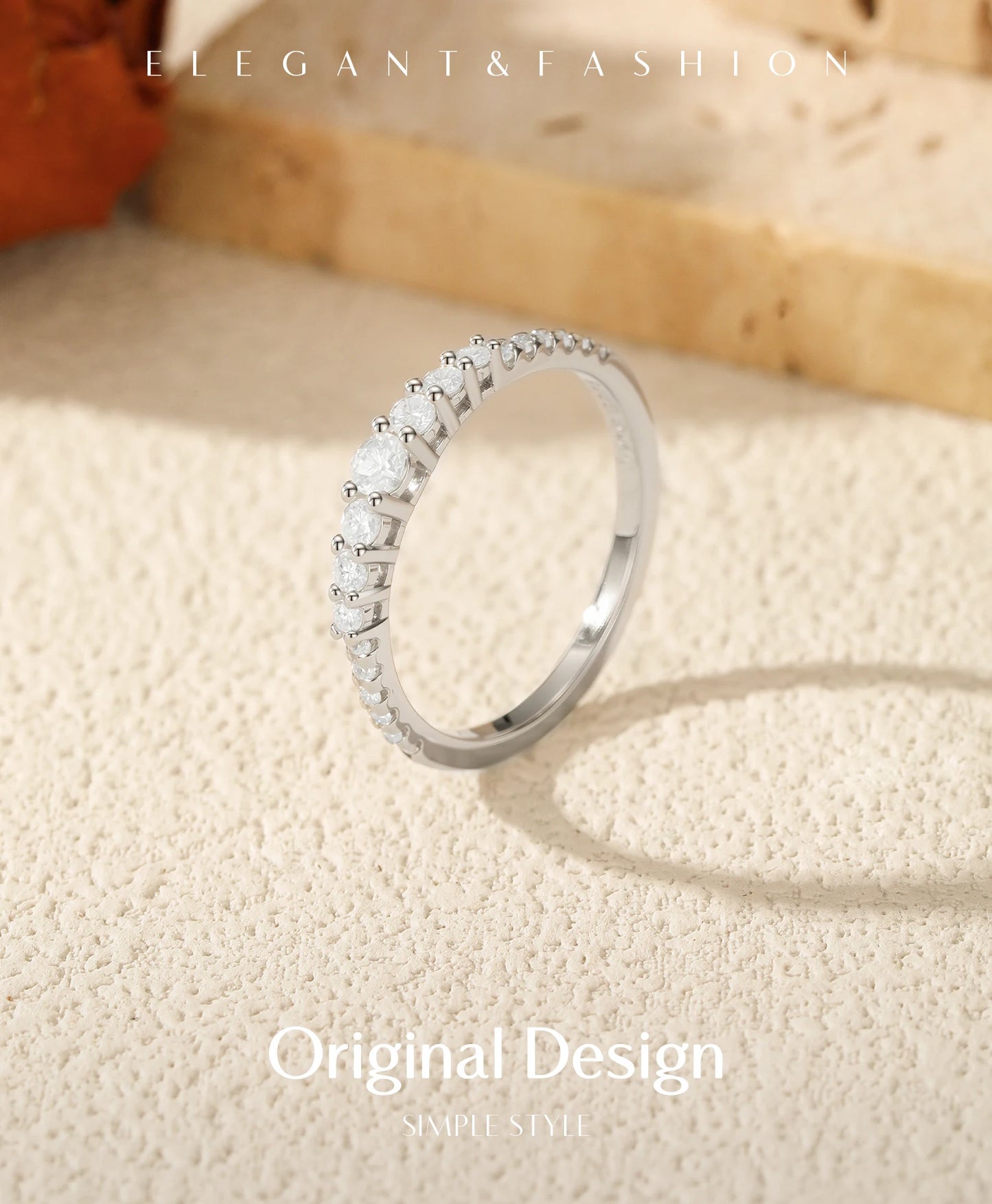 MODIAN Exquisite Round Moissanite Ring 925 Sterling Silver Trendy Wedding Engagement Band Rings For Women Fine Jewelry