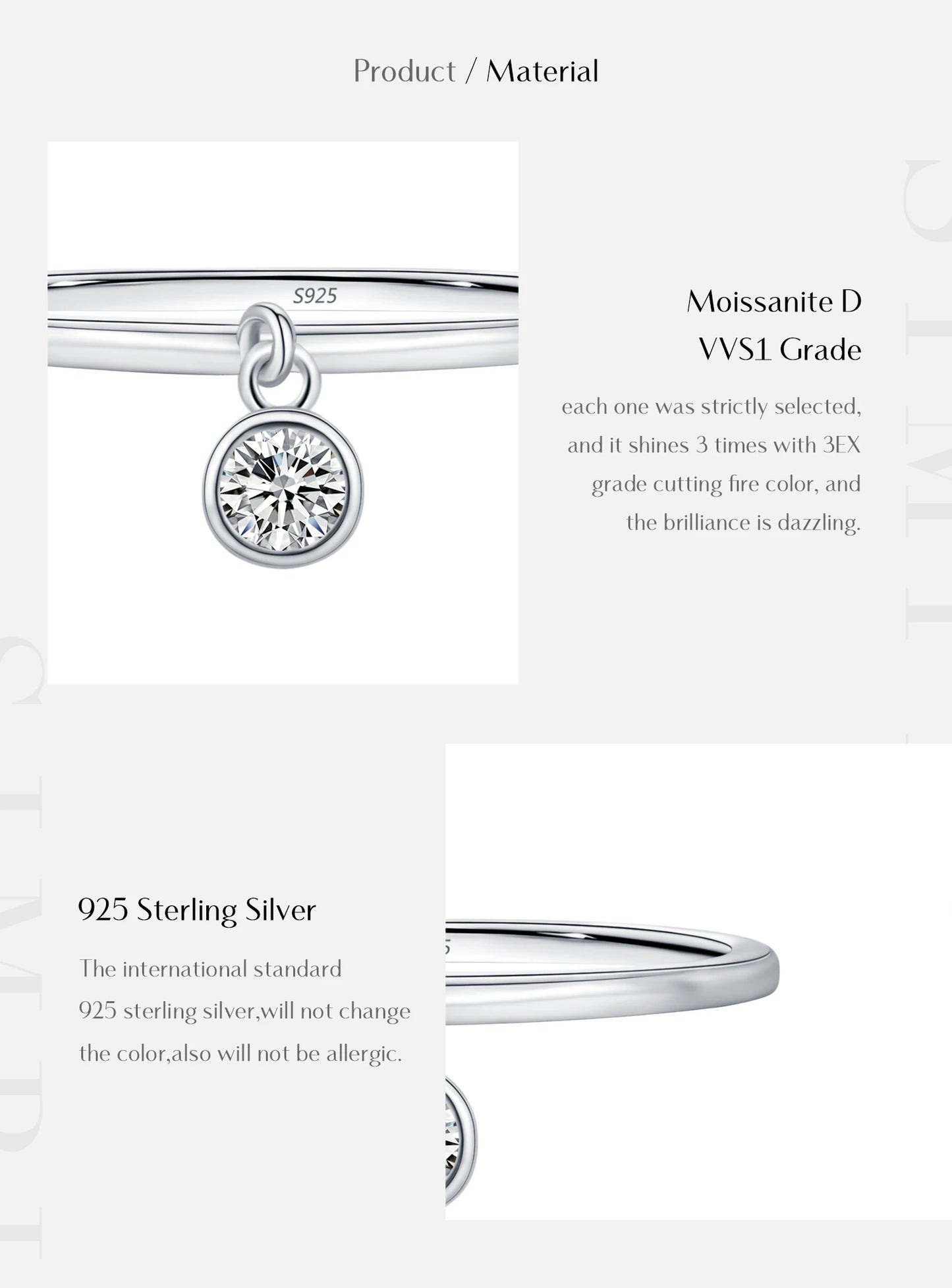 MODIAN D Color Round Moissanite Ring 925 Sterling Silver Small Charms Sparkling Finger Rings For Women Wedding Jewelry Gift