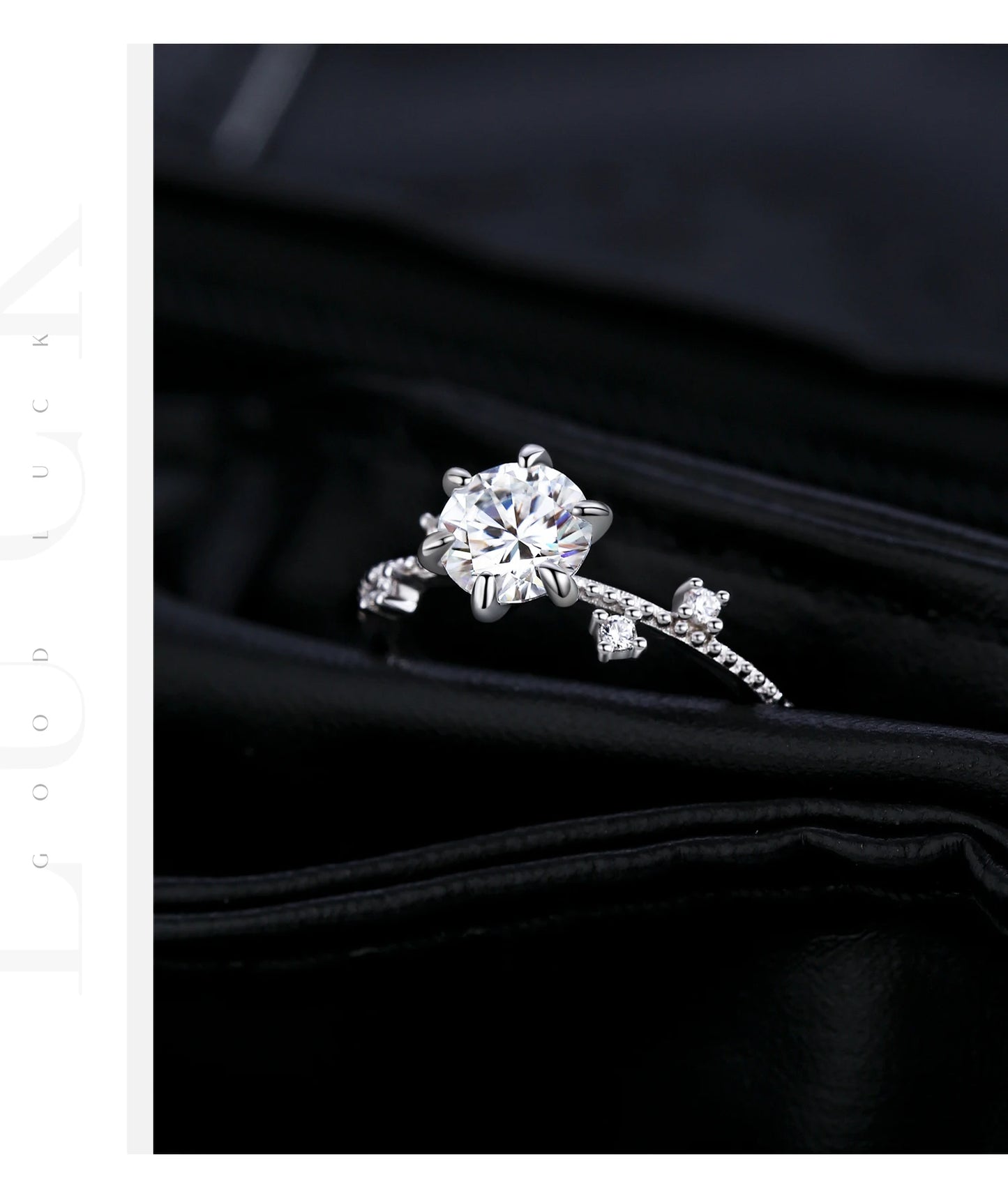 MODIAN 1CT Moissanite Ring 925 Sterling Silver Delicate Flower Six Claws Lab Created Diamond Rings For Women Wedding Jewelry