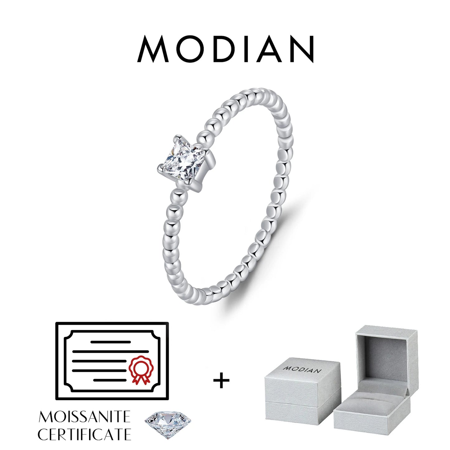 MODIAN D Color Geometric Shaped Moissanite Ring 925 Sterling Silver Heart Square Lab Diamond Wedding Band Jewelry For Women