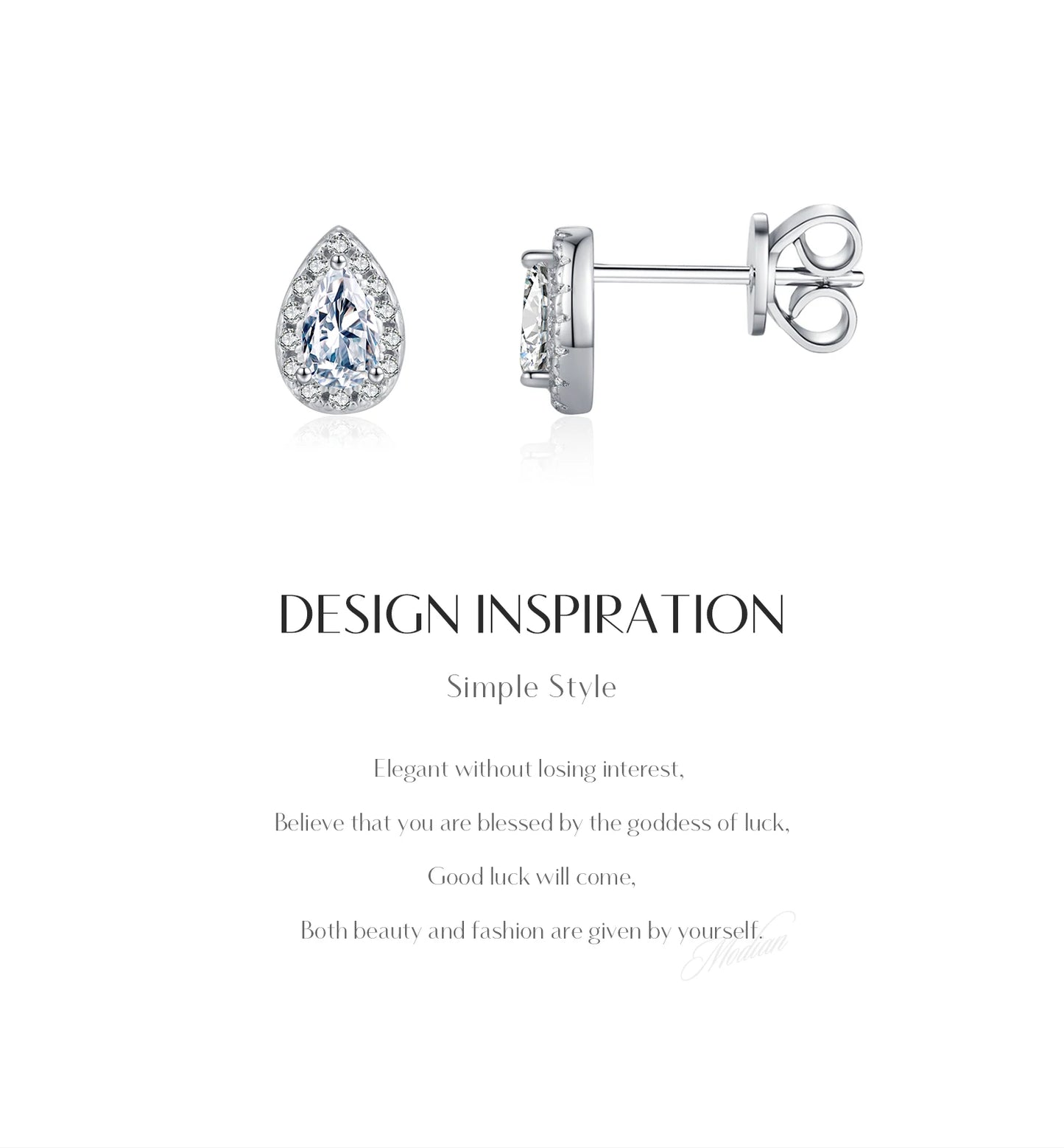 MODIAN D Color Pear Cut Moissanite Stud Earrings 925 Sterling Silver Water Drop Lab Created Diamond Wedding Jewelry For Women