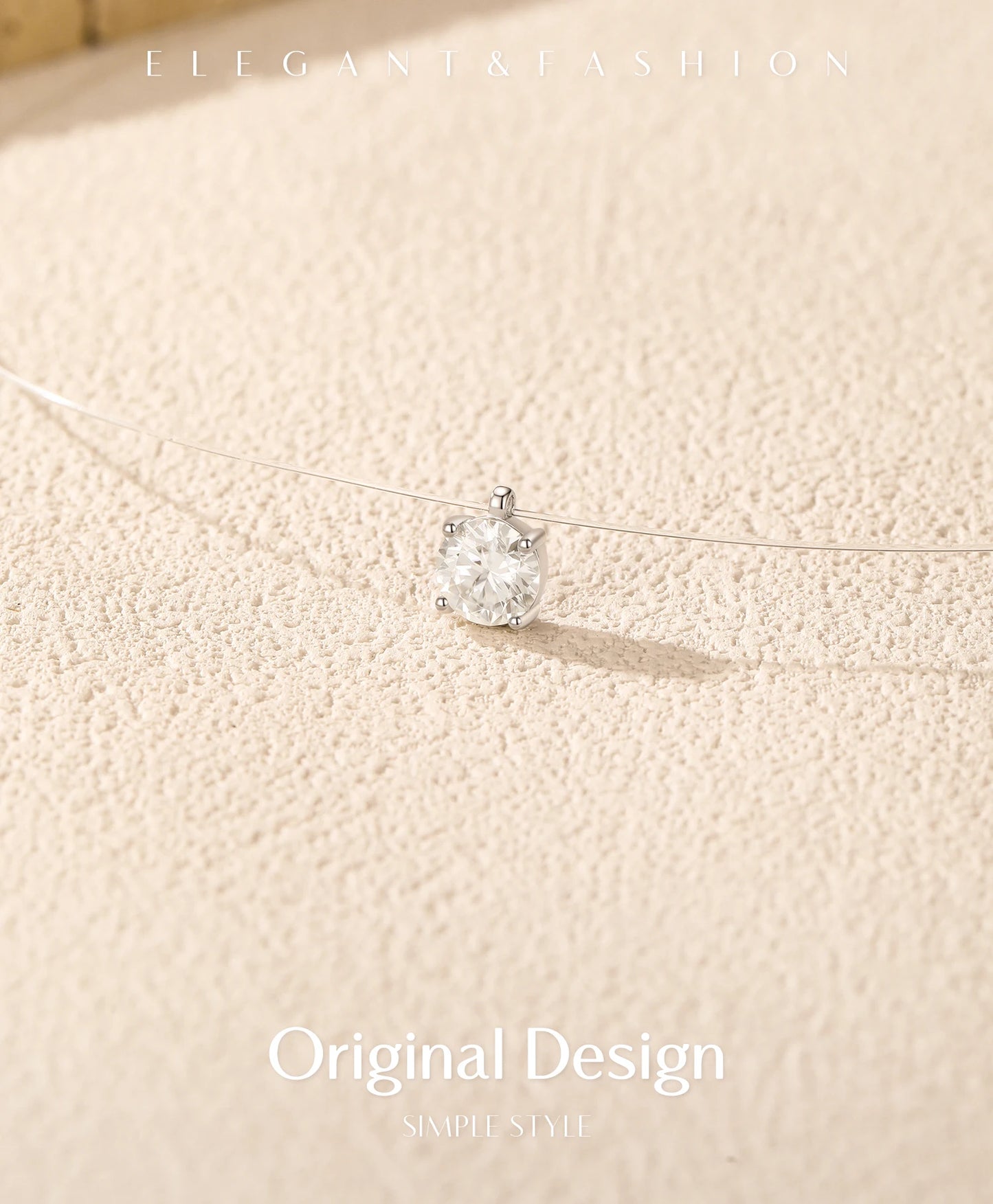 MODIAN 3 Styles Moissanite Necklace 925 Sterling Silver Simple Geometric Fishing Line Choker Necklaces For Women Fine Jewelry