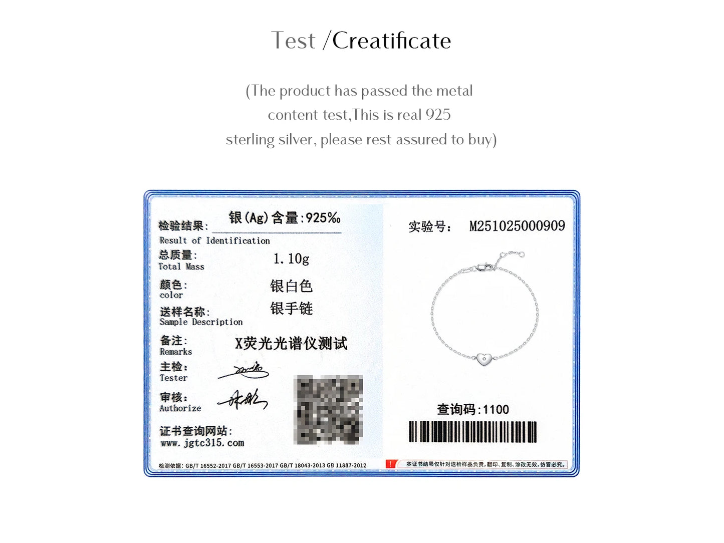 MODIAN D Color Moissanite Bracelet 925 Sterling Silver Simple Heart Daily Link Chain Bracelet For Women Fine Jewelry With Box