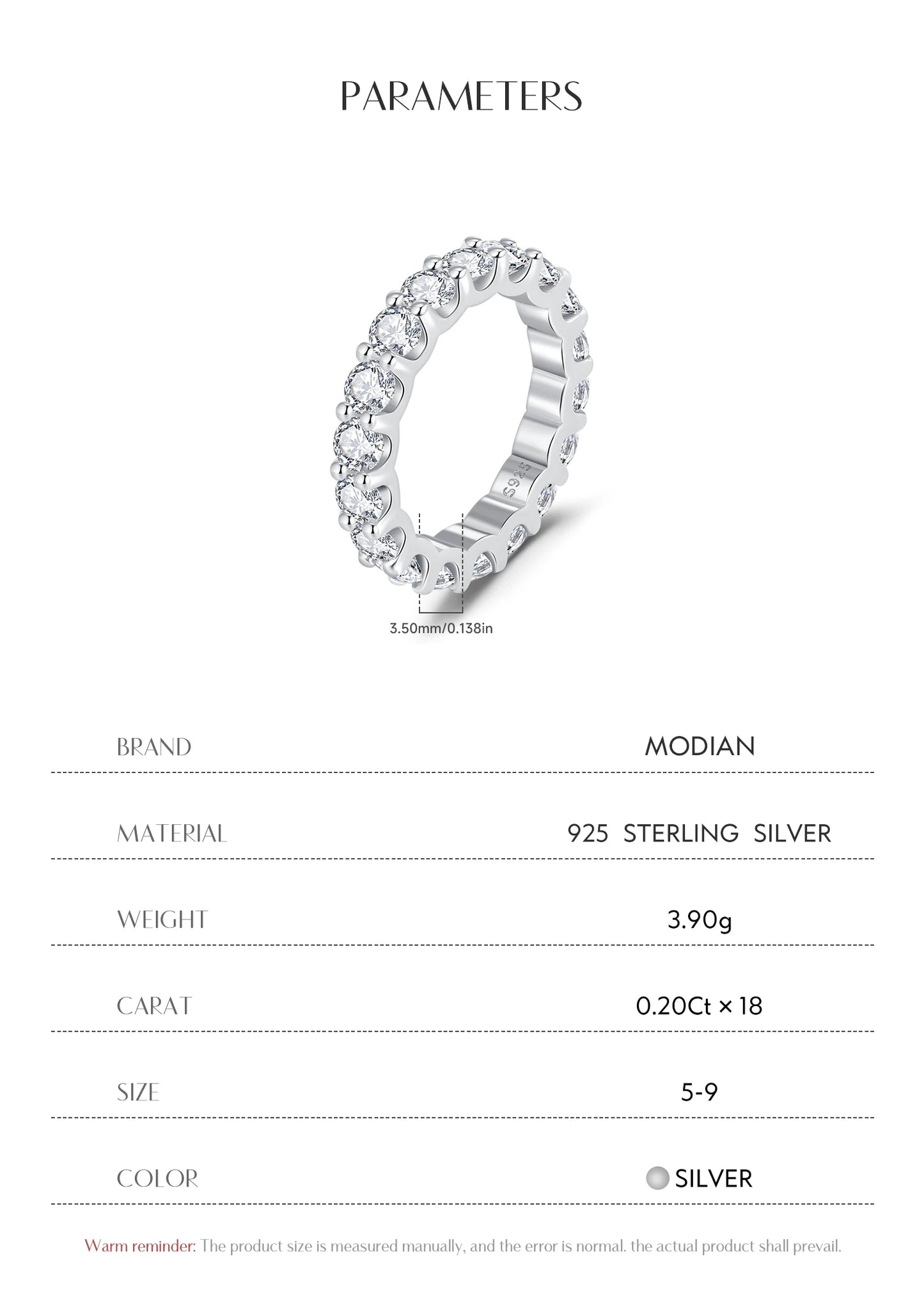 MODIAN D Color Moissanite Dazzling Ring 925 Sterling Silver Luxury Round Eternity Band Rings For Women Wedding Fine Jewelry Gift