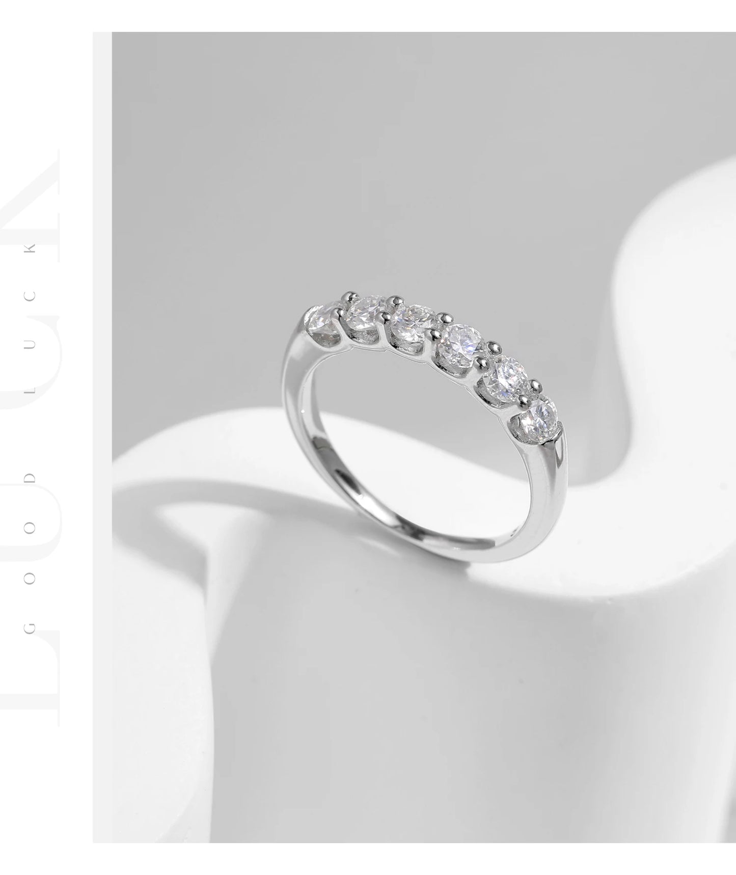 MODIAN D Color VVS1 EX Round Moissanite Ring 925 Sterling Silver Eternity Bands Rings Women Wedding Engagement Luxury Jewelry