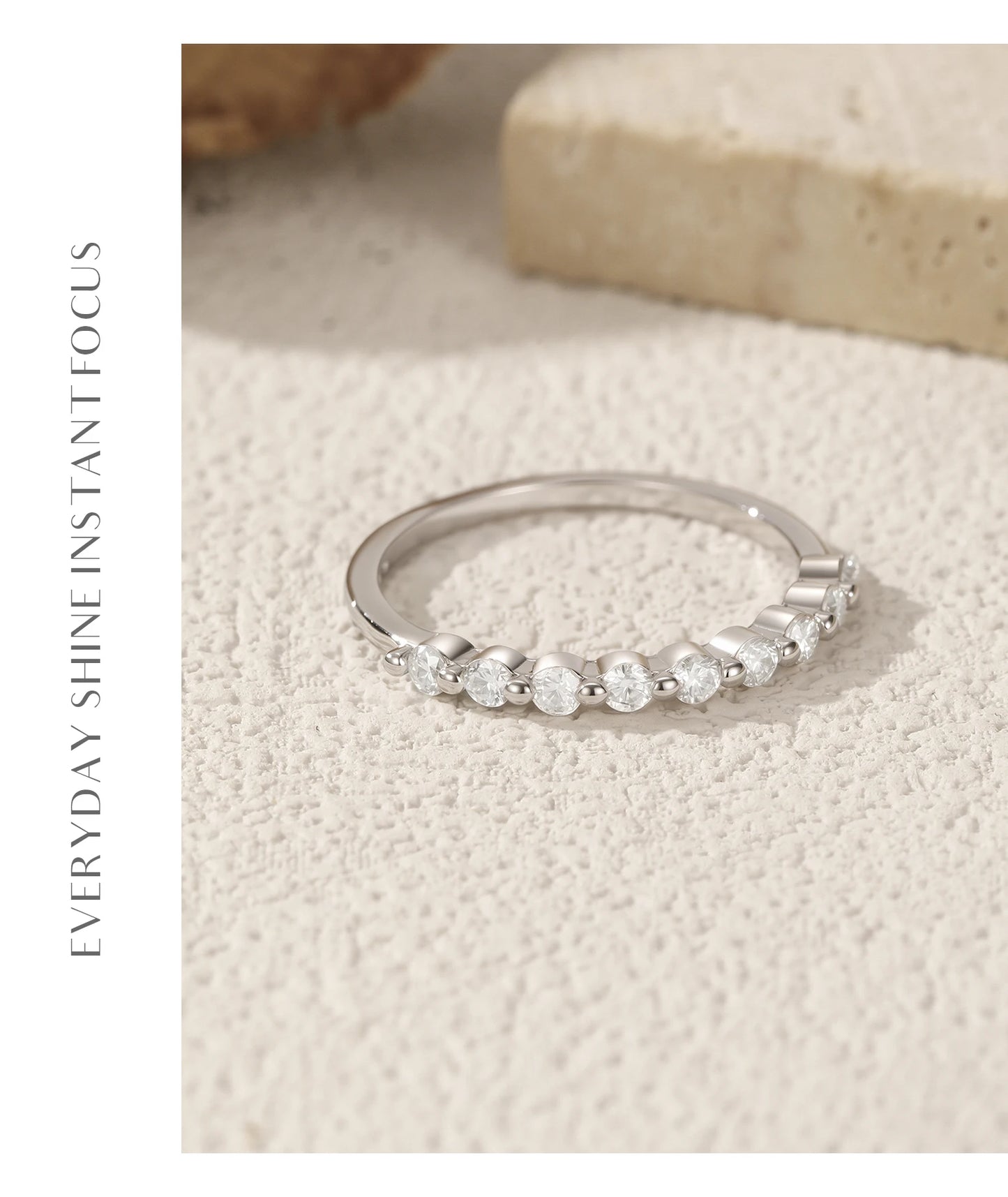 MODIAN D Color Moissanite Round Ring 925 Sterling Silver Sparkling Stacking Slim Band Rings For Women Wedding Fine Jewelry Gifts