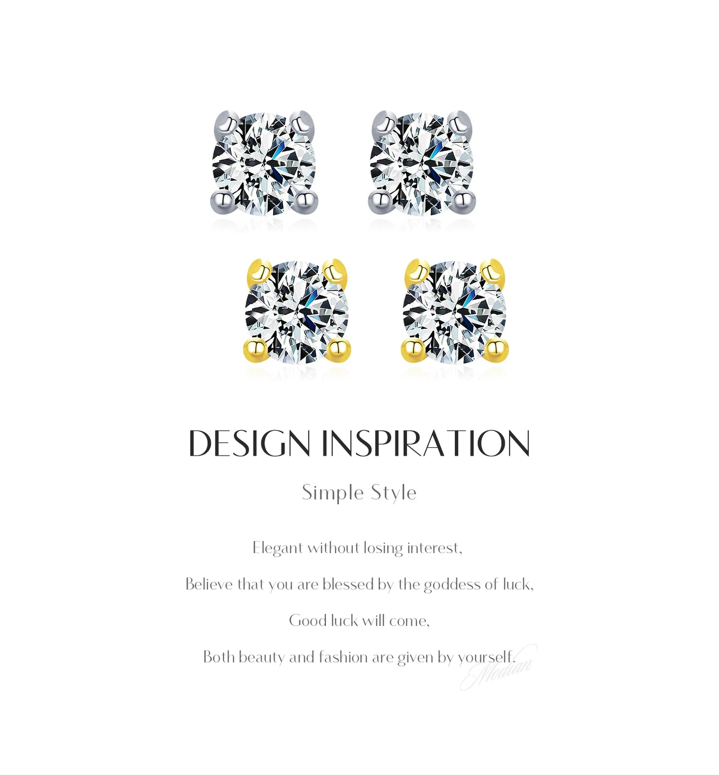 Modian Moissanite Gemstone Clear D Color 925 Sterling Silver Small Tiny Dazzling Stud Earrings For Women Wedding Fine Jewelry