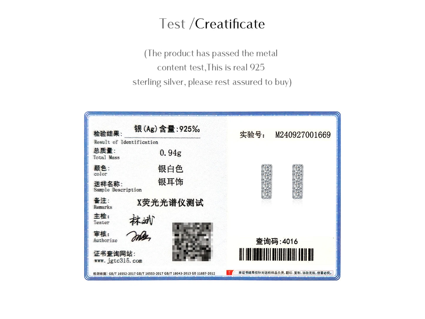 MODIAN D Color Moissanite Minimalism Stud Earrings 925 Sterling Silver Stackable Fashion Earrings For Women Vacation Jewelry