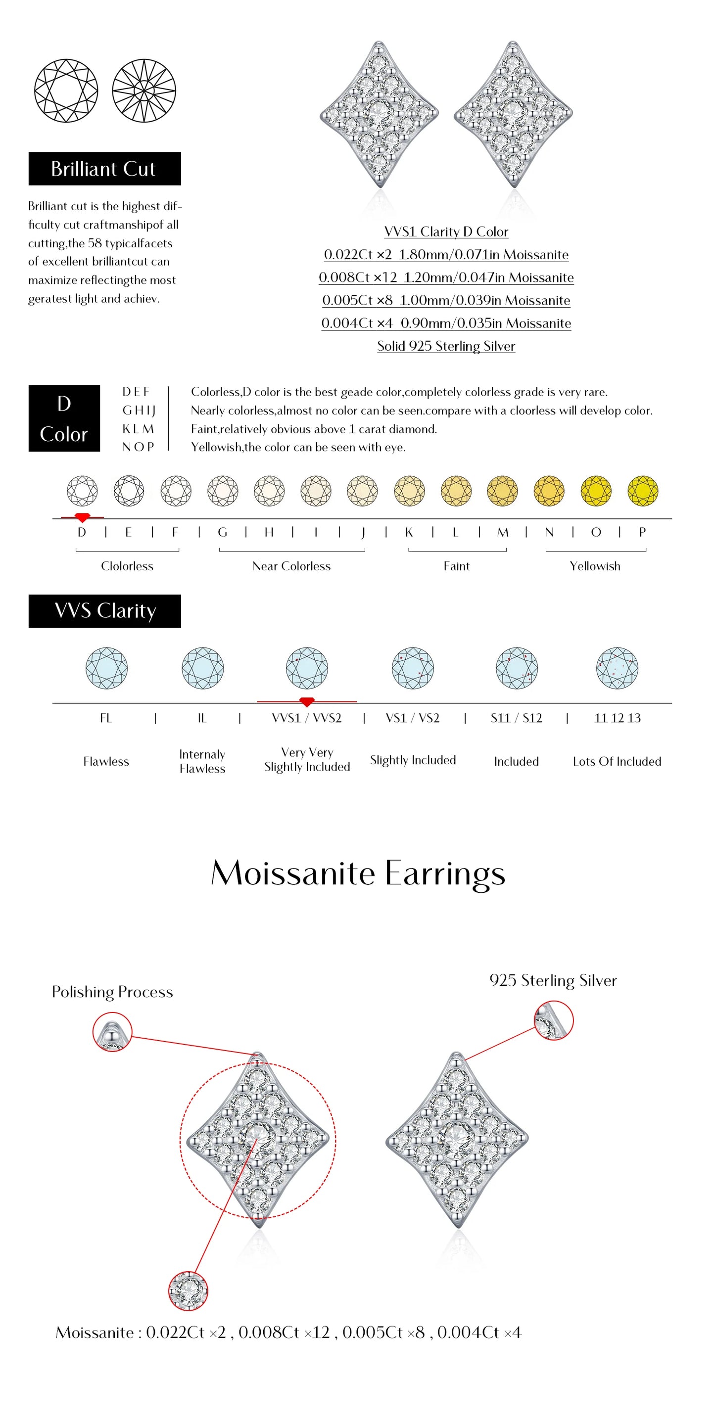 MODIAN Sparkling Rhombus Moissanite Ear Studs 925 Sterling Silver Trendy Stackable Stud Earrings For Women Daily OL Fine Jewelry