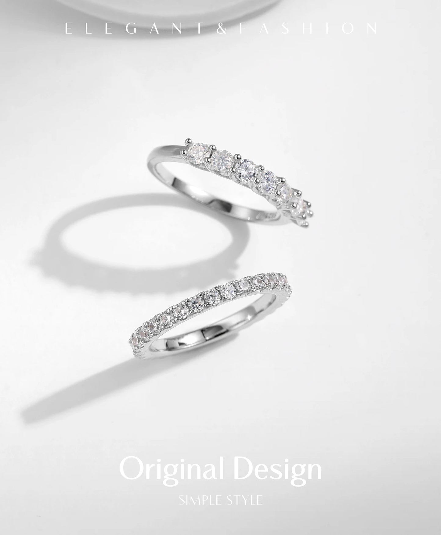 MODIAN Moissanite Wedding Band 925 Sterling Silver Ring Platinum Plated Lab Diamond Stackable Crown Jewelry For Women Gifts