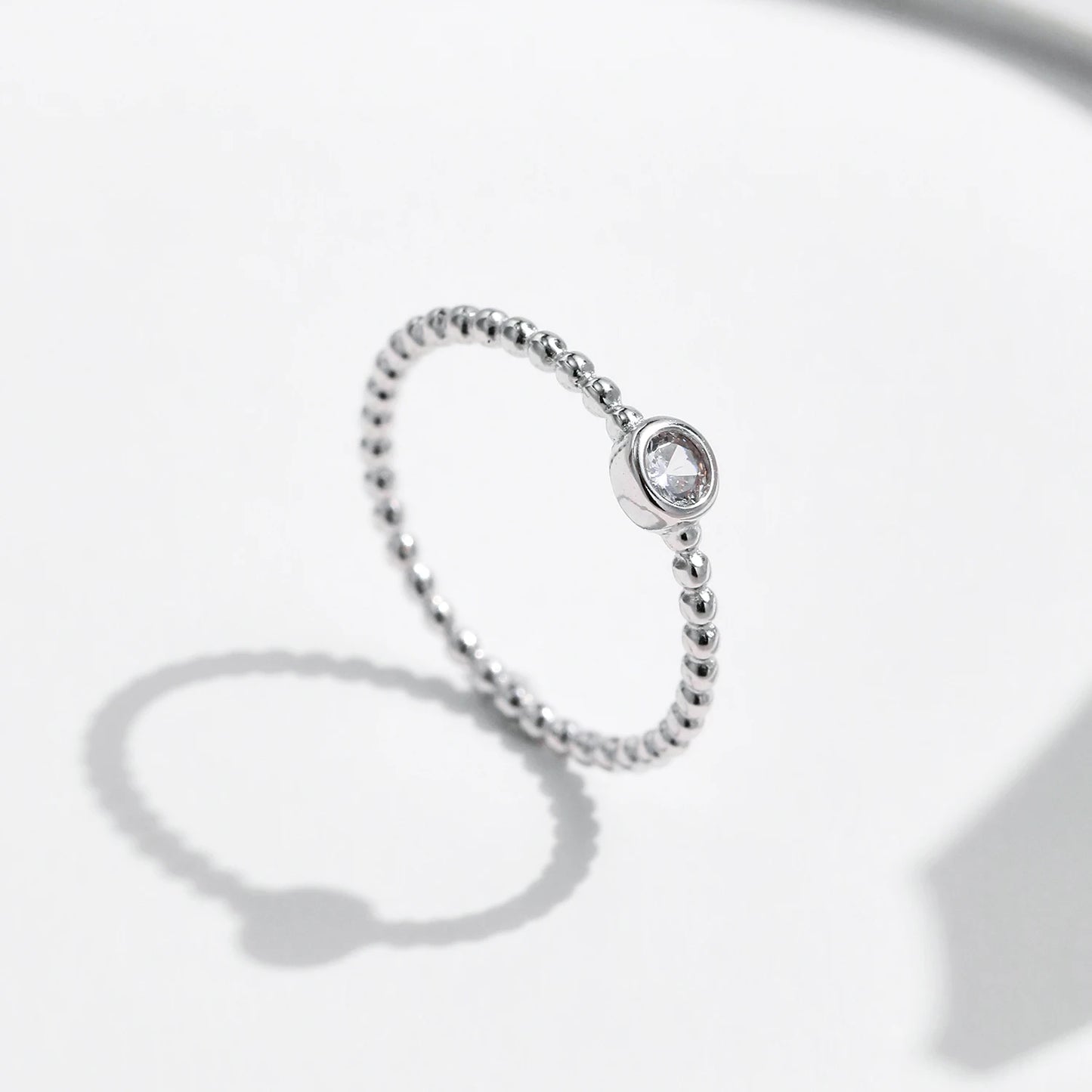 MODIAN Bezel Setting Moissanite Ring 925 Sterling Silver Beads Trendy Stackable Finger Rings For Women Lab Diamond Jewelry
