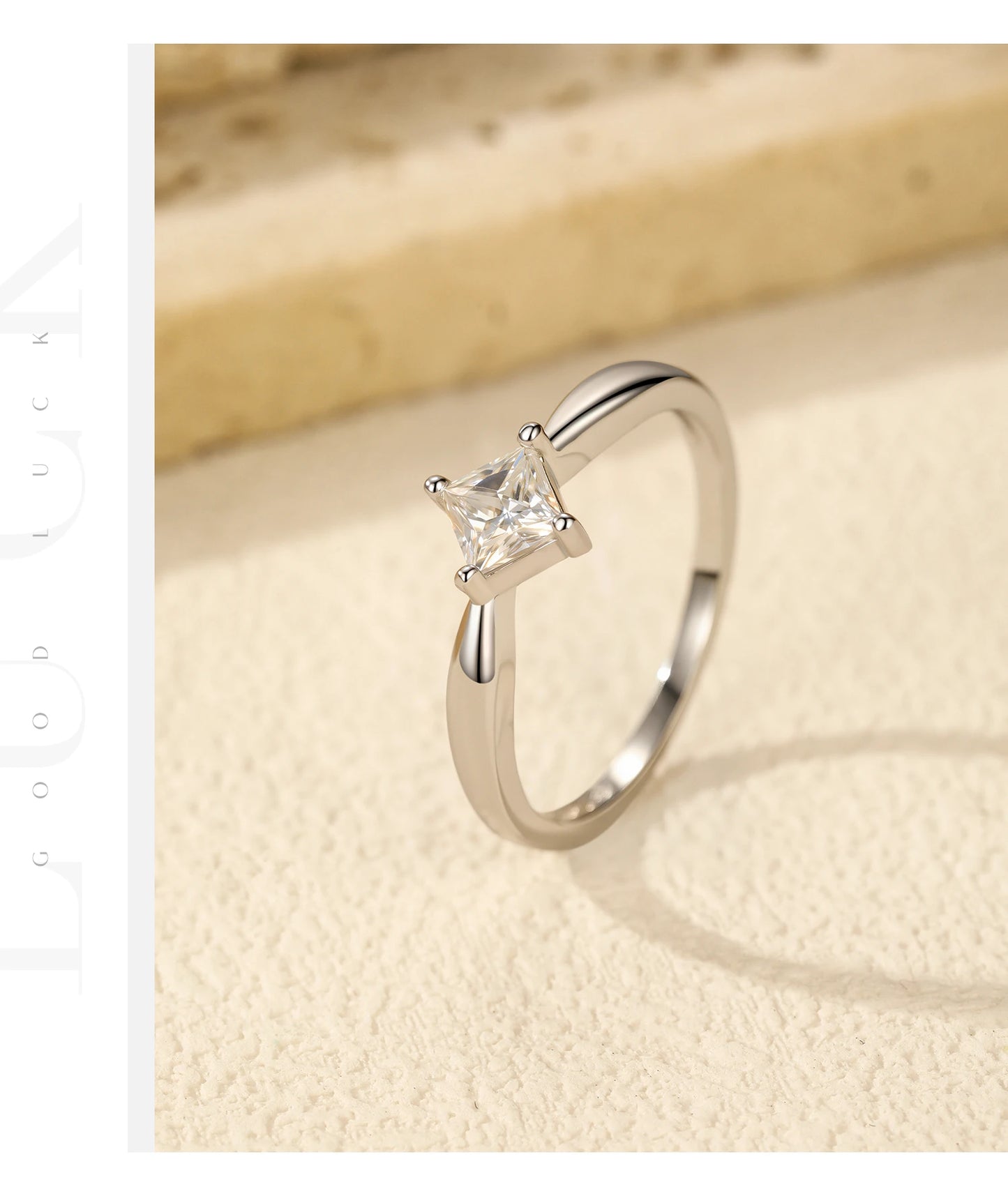 MODIAN D Color VVS1 Square Moissanite Ring 925 Sterling Silver Dazzling Wedding Band Rings For Women Fine Jewelry Gifts