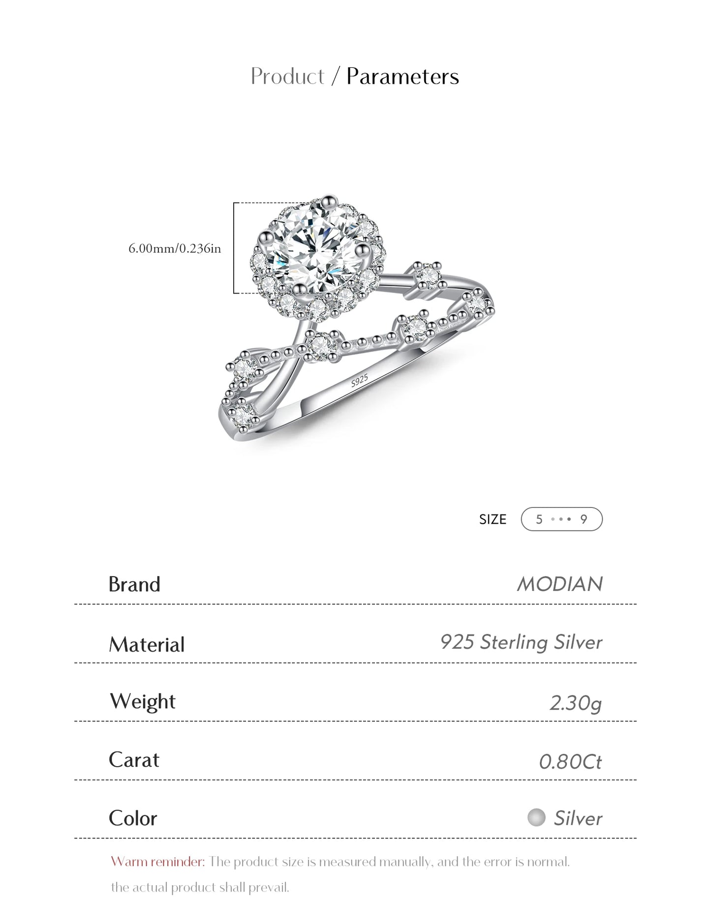 MODIAN Moissanite Ring Delicate Lab Diamond Halo Ring 925 Sterling Silver Crown Luxury Rings for Women Wedding Fine Jewelry