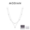 MODIAN Moissanite D Color Double Layer Pendant Necklace 925 Sterling Silver Round Stylish Choker Necklace For Women Jewelry