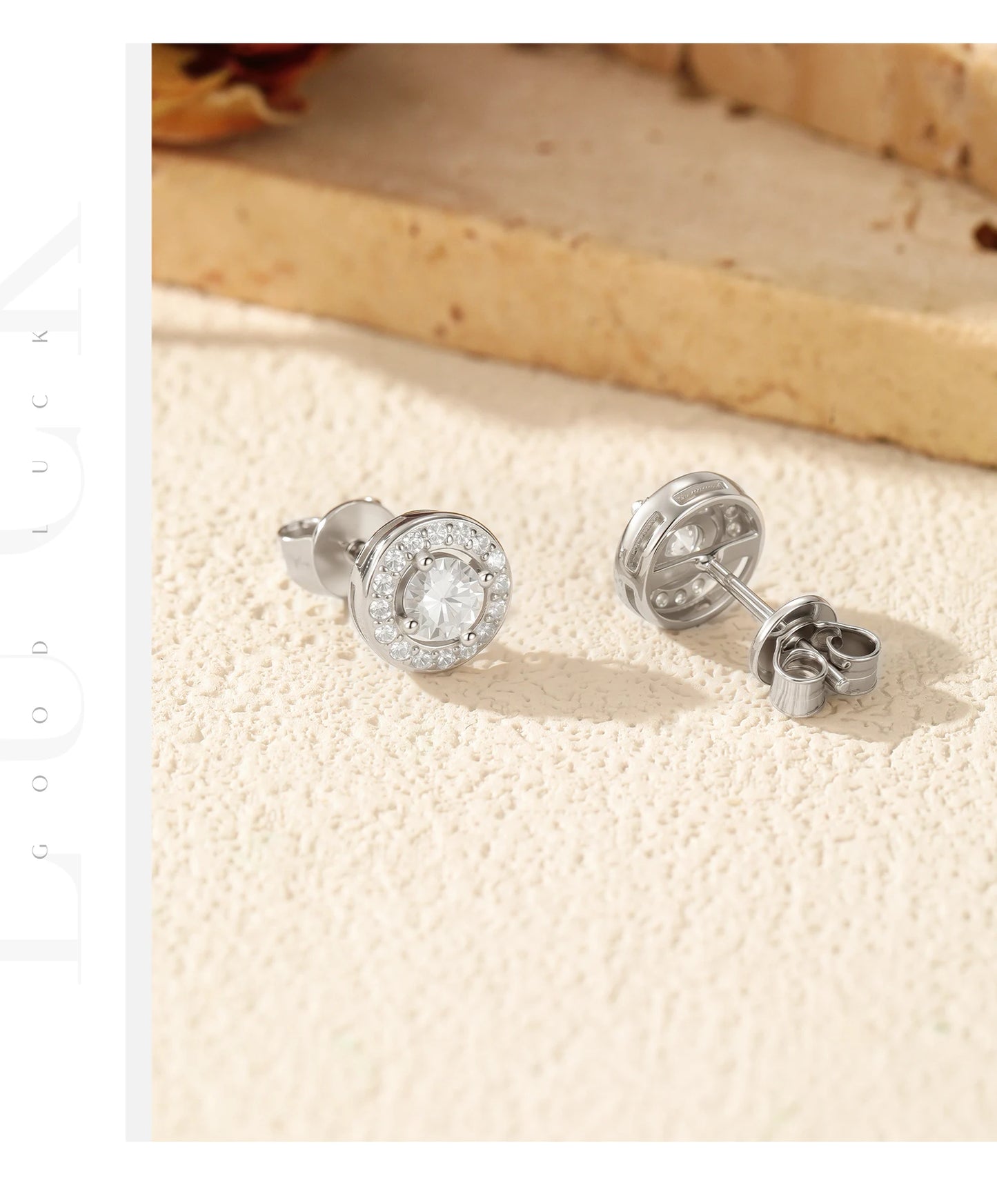 MODIAN Sparkling D Color Moissanite Halo Earrings 925 Sterling Silver Classic Stud Earrings For Women Wedding Fine Jewelry Gift