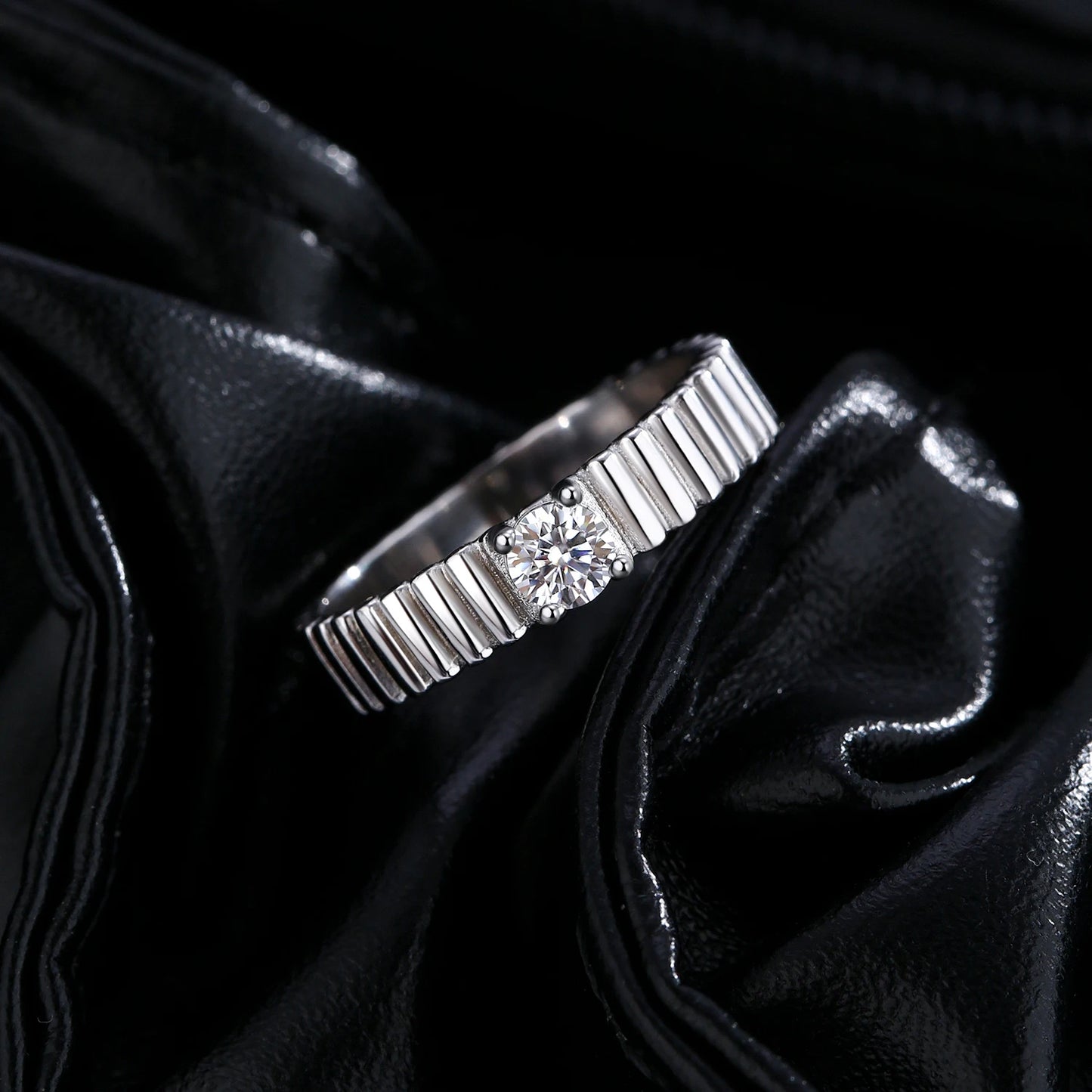 MODIAN D Color Moissanite Ring 925 Sterling Silver Trendy  Wide Eternal Stackable Finger Rings For Women Unisex Fine Jewelry