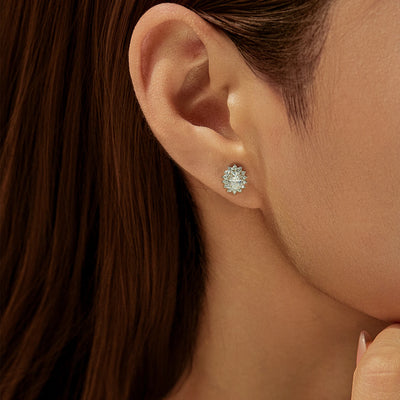 MODIAN D Color Clarity VVS1 Moissanite Halo Earrings 925 Sterling Silver Classic Stud Earrings For Women Luxury Bridal Jewelry