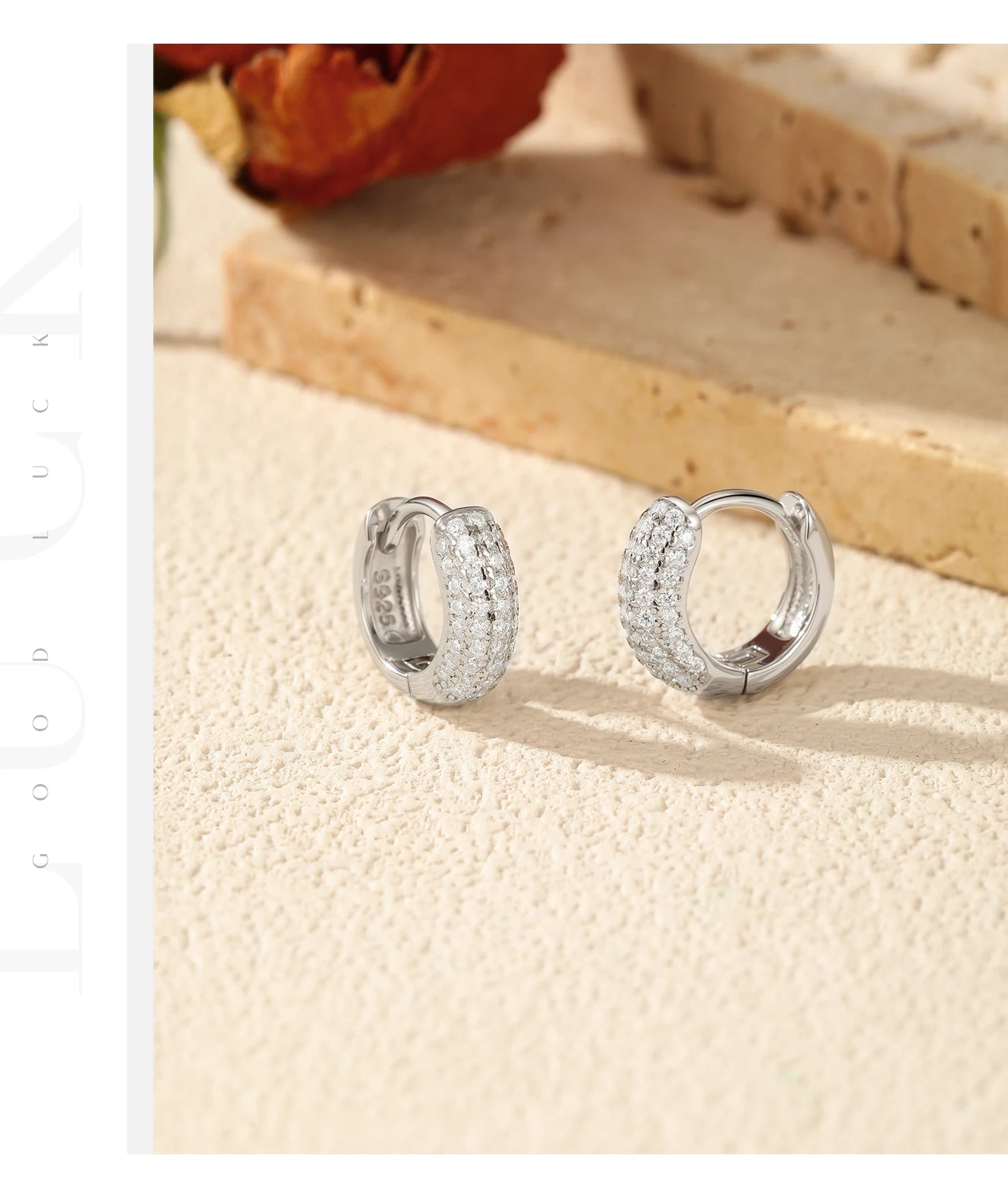 MODIAN D Color Sparkling Moissanite Ear Buckle 925 Sterling Silver Luxury Circle Hoop Earrings For Women Wedding Fine Jewelry