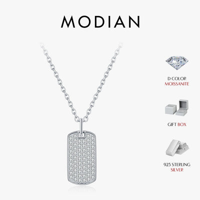 MODIAN D Color Moissanite Rectangle Brand Necklace 925 Sterling Silver Trendy Stackable Pendant Necklaces For Women Fine Jewelry