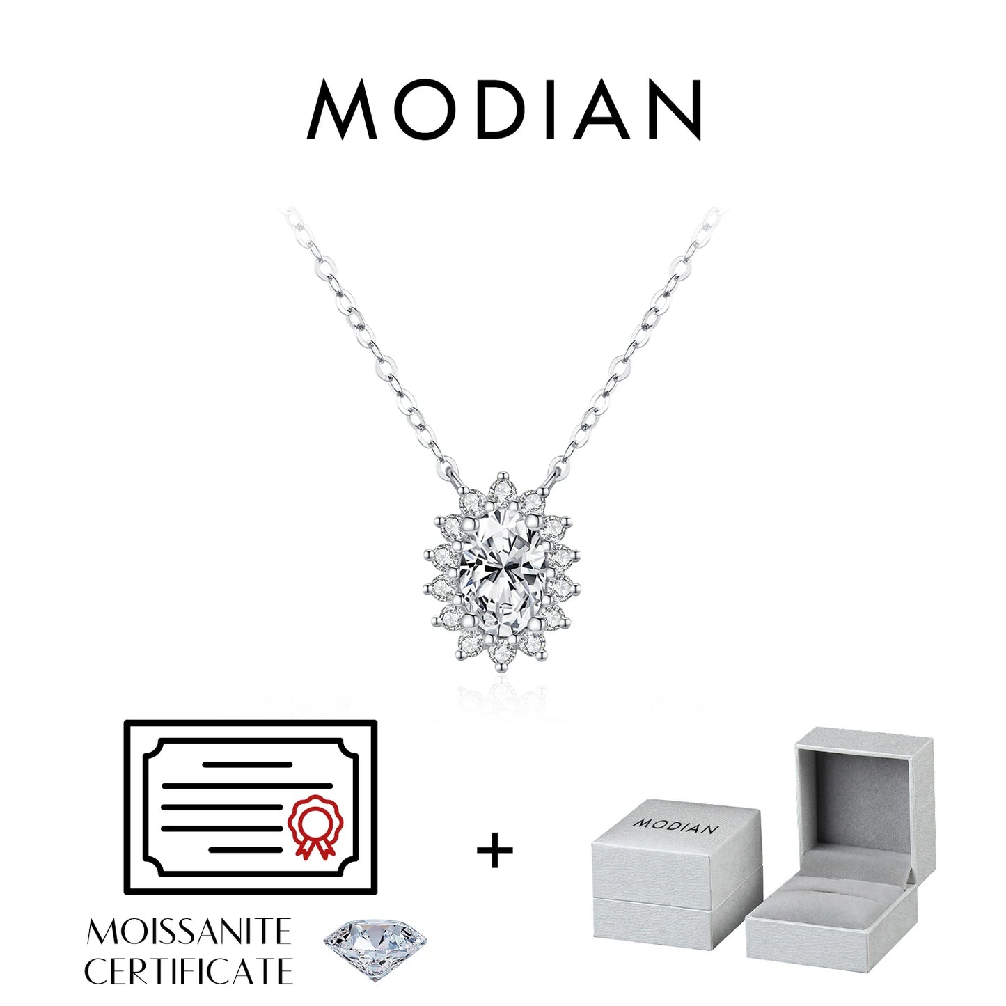 MODIAN 6 Styles D Color Geometric Moissanite Necklaces 925 Sterling Silver Dazzling Pendant Necklace For Women Fine Jewelry