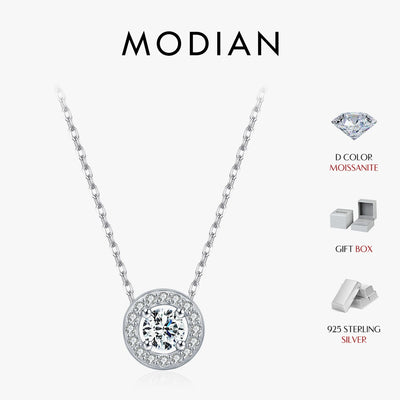MODIAN Classic Moissanite Link Chain Necklace 925 Sterling Silver Wedding Anniversary Pendant Necklace For Women Fine Jewelry