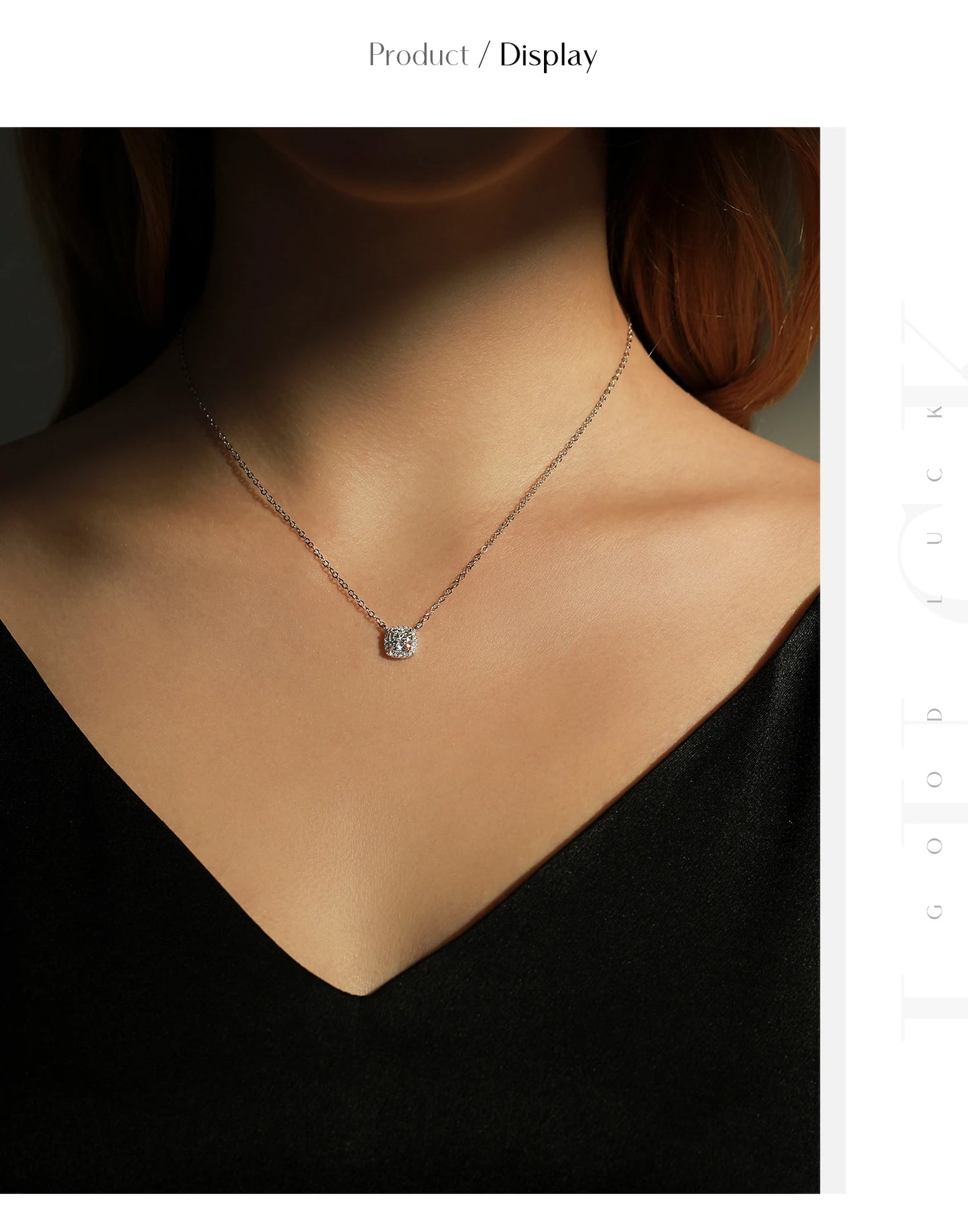 MODIAN Square & Round Halo Moissanite 925 Sterling Silver Pendant Necklace D Color VVS1 Lab Diamond Necklace For Women Jewelry