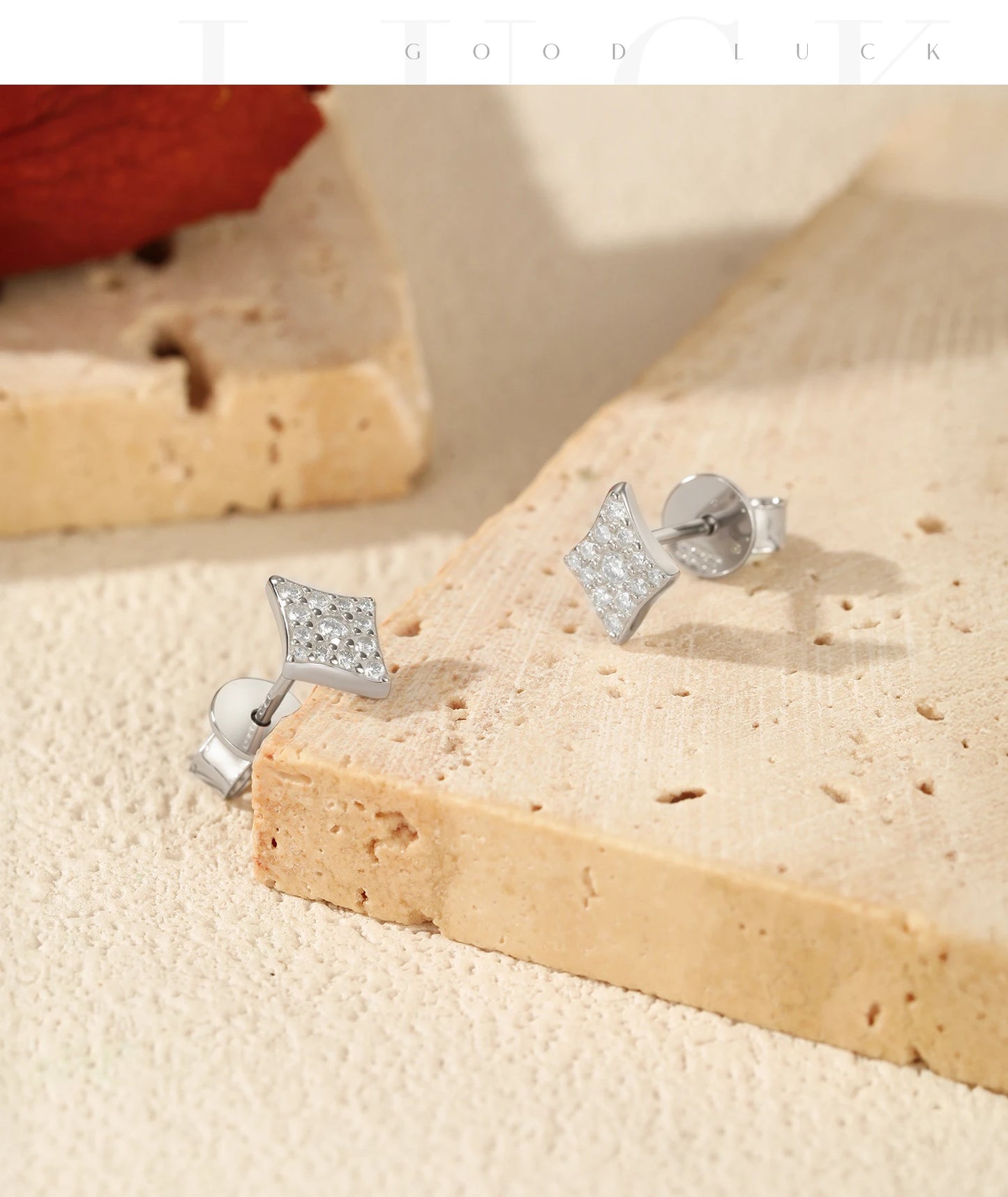 MODIAN Sparkling Rhombus Moissanite Ear Studs 925 Sterling Silver Trendy Stackable Stud Earrings For Women Daily OL Fine Jewelry