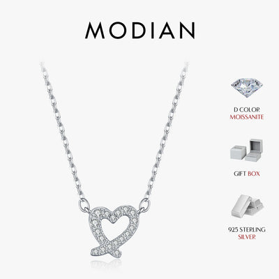 MODIAN D Color Moissanite Necklaces 925 Sterling Silver Exquisite Sweet Irregular Heart Pendant Necklace For Women Fine Jewelry