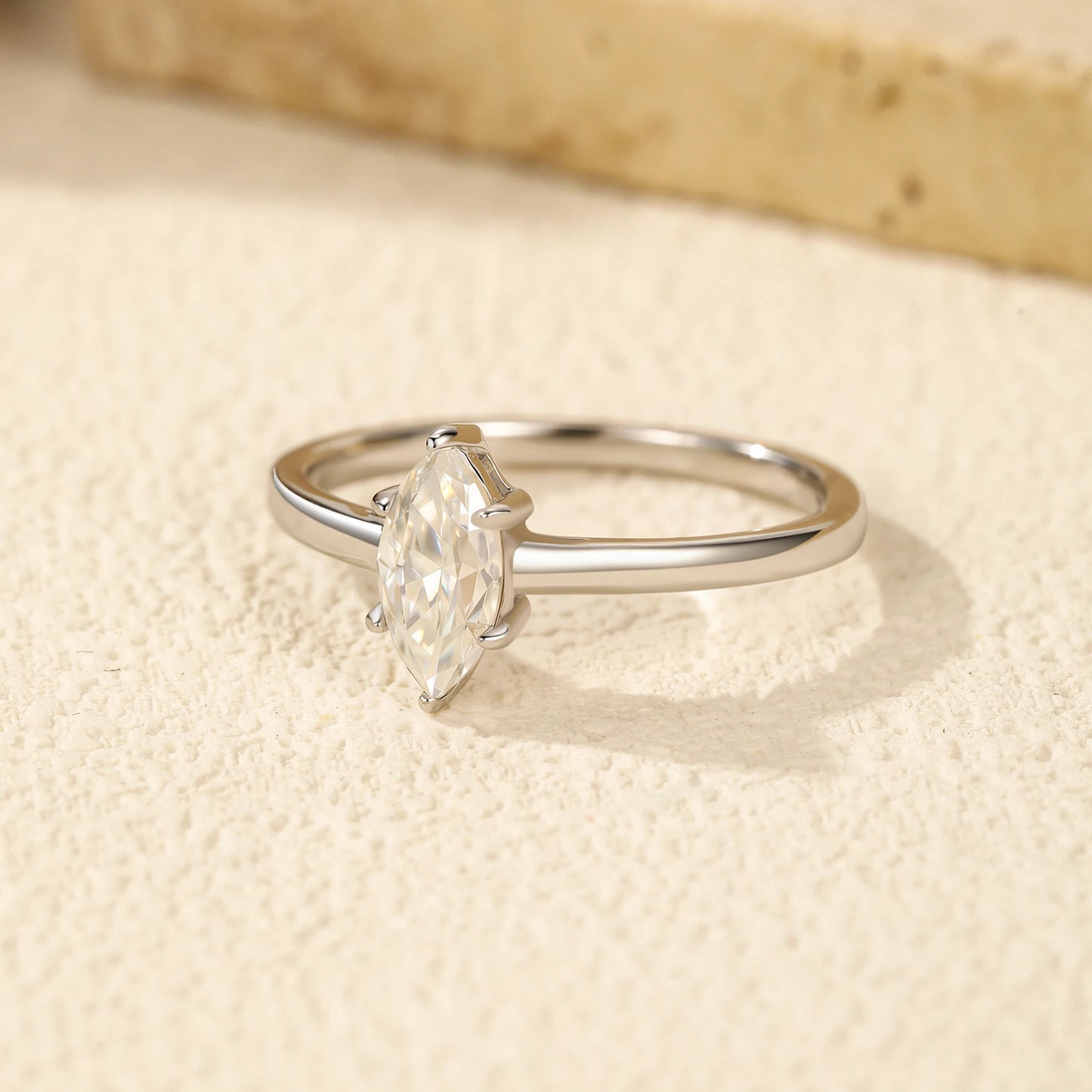 MODIAN D Color Marquise Cut Rhombic Moissanite 925 Sterling Silver Luxury  Band Rings For Women Wedding Fine Jewelry Gifts