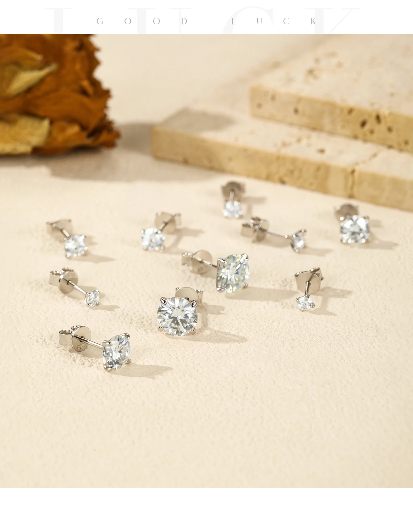 MODIAN 5 Sizes D Color Moissanite Earrings 925 Sterling Silver Sparkling Luxury Stud Earrings For Women Wedding Fine Jewelry