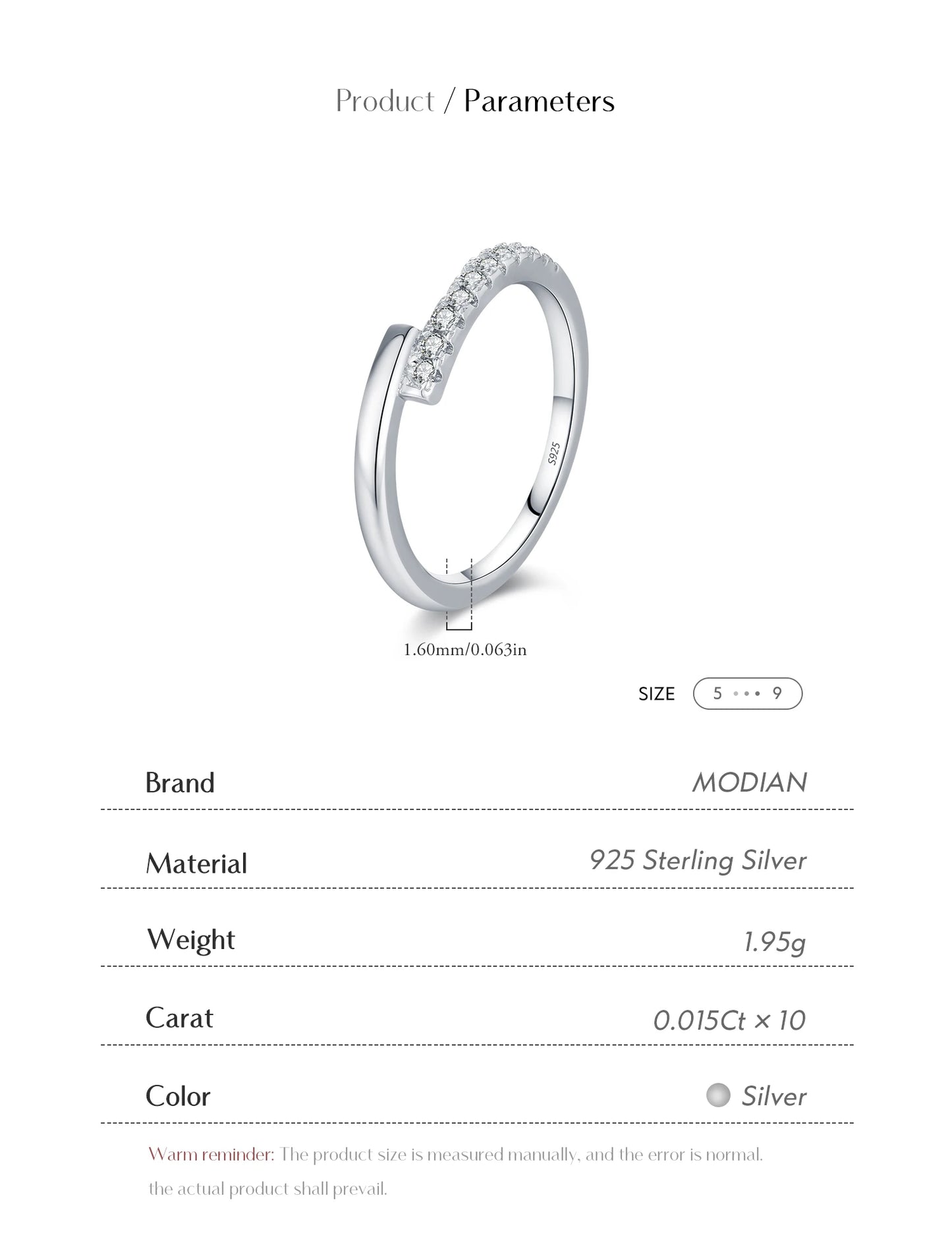 MODIAN D Color Moissanite 925 Sterling Silver Simple Sparkle Geometric Eternity Band Rings For Women Daily OL Fine Jewelry