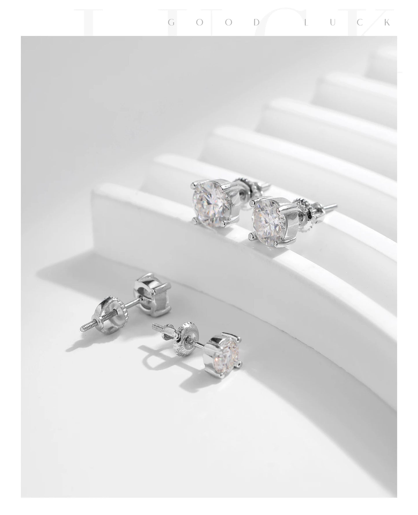 MODIAN 1.00Ct 2.00Ct Moissanite D Color Lab Diamond Stud Earrings For Women 925 Sterling Silver Basic Design Wedding Jewelry