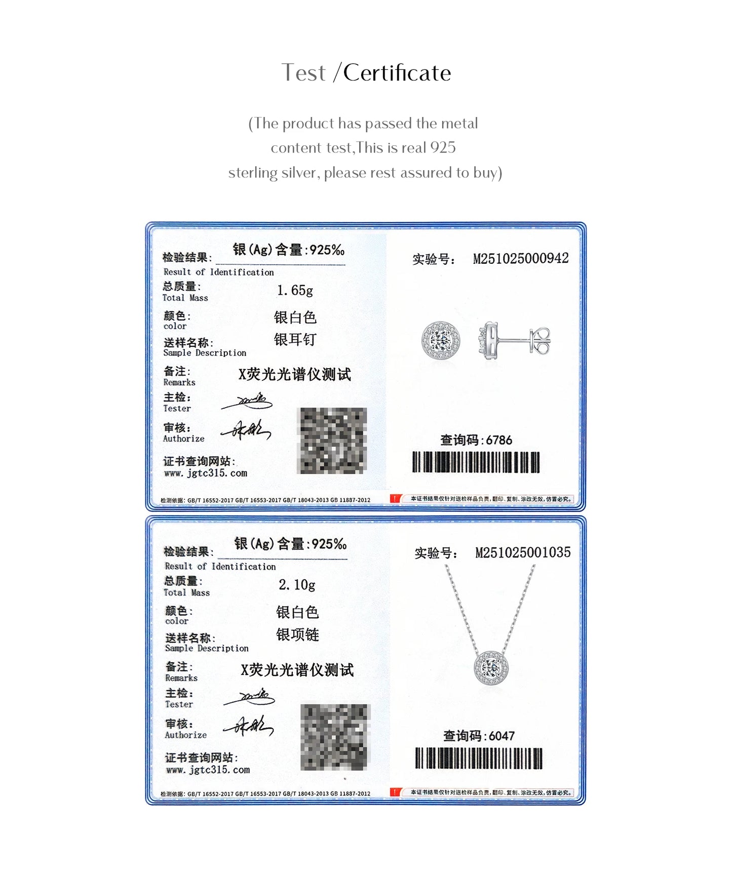 MODIAN Moissanite Sets 925 Sterling Silver Classic Round Halo Earrings Simple Link Chain Necklace For Women Bridal Jewelry Set