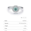 MODIAN D Color Green Teal Moissanite Halo Ring 925 Sterling Silver Trendy Elegant Finger Rings For Women Wedding Fine Jewelry
