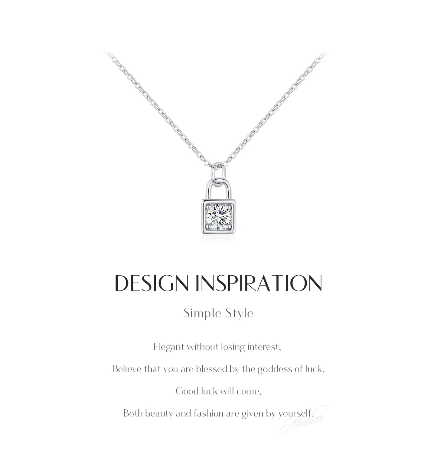 MODIAN 0.5 Carat D Color Moissanite Lock Pendant Necklace For Women 925 Sterling Silver Party Stackable Fine Jewelry With Boxes