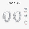 MODIAN D Color Moissanite Simple Earrings 925 Sterling Silver Exquisite Double Row Hoop Earrings For Women Fine Jewelry Gifts