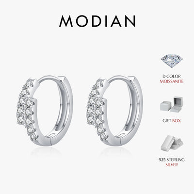 MODIAN D Color Moissanite Simple Earrings 925 Sterling Silver Exquisite Double Row Hoop Earrings For Women Fine Jewelry Gifts