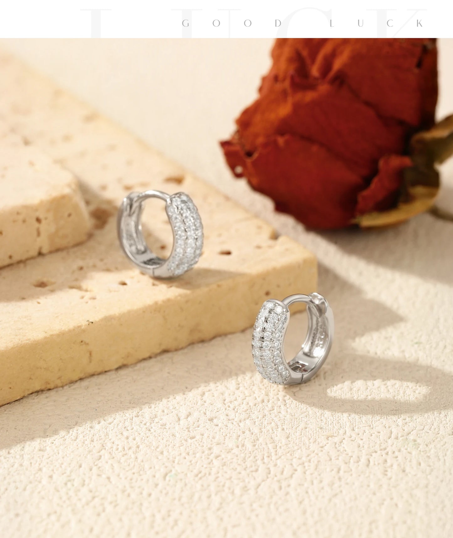 MODIAN D Color Sparkling Moissanite Ear Buckle 925 Sterling Silver Luxury Circle Hoop Earrings For Women Wedding Fine Jewelry